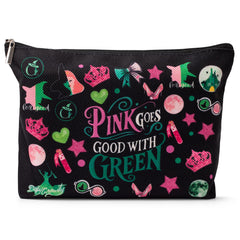 UpfurMach sac cosmétique design sorcellerie rose et vert, pratique pour le maquillage en soirée.
