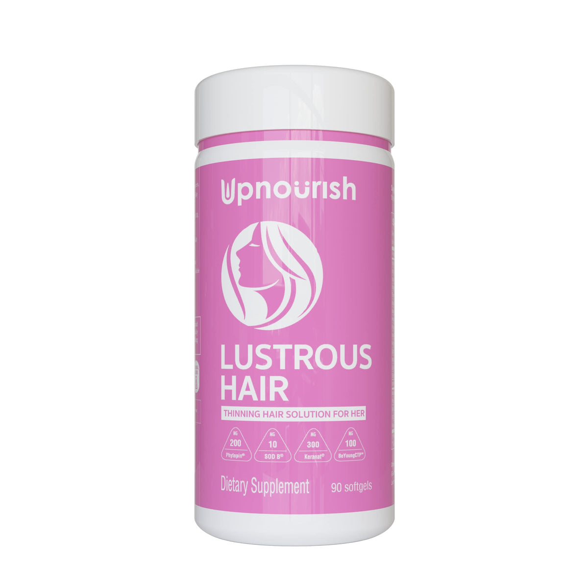 UpNourish vitamine croissance cheveux - bouteille affichant les gélules pour la croissance