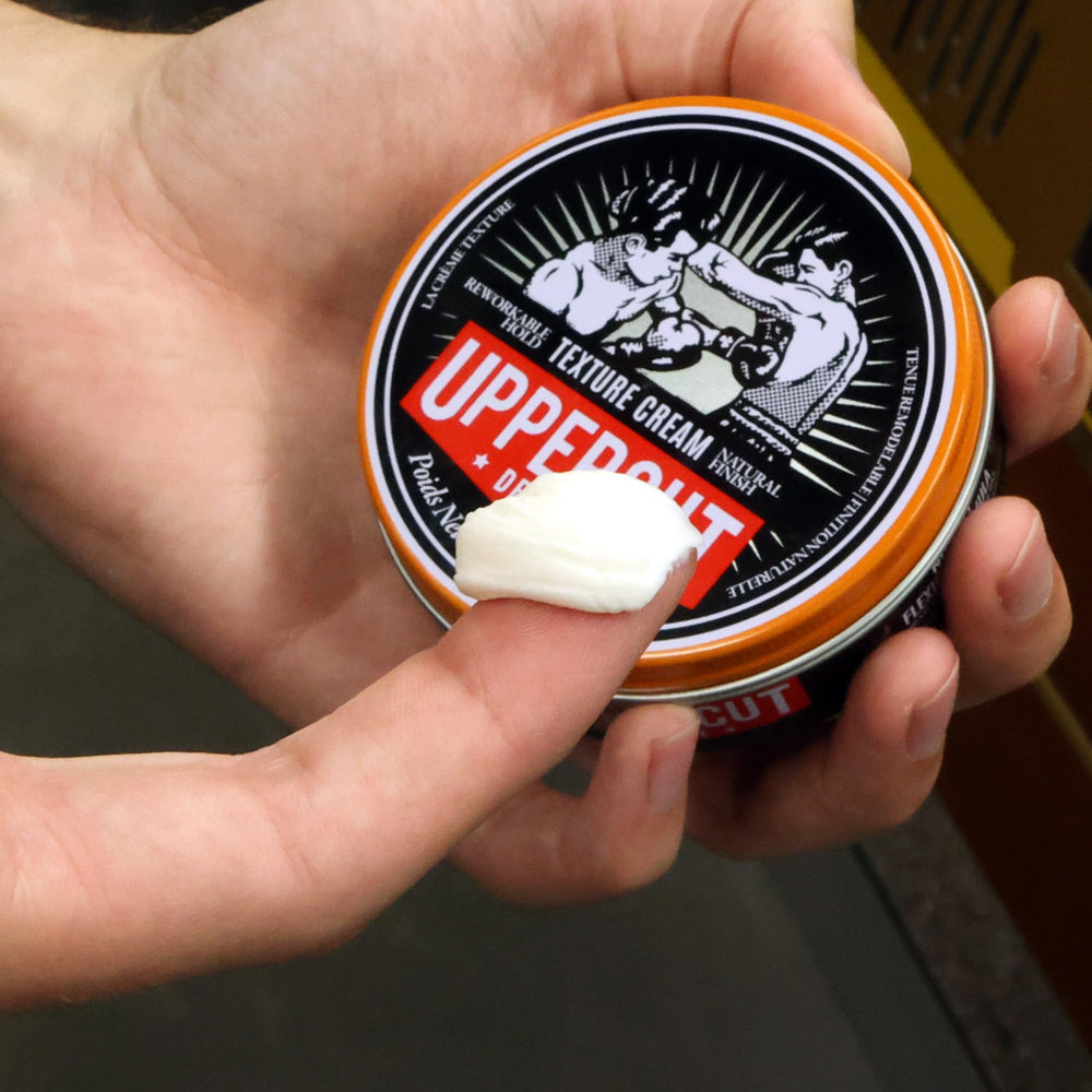 Uppercut Deluxe Texture Cream formule à base d'eau pour cheveux souples et réajustables.
