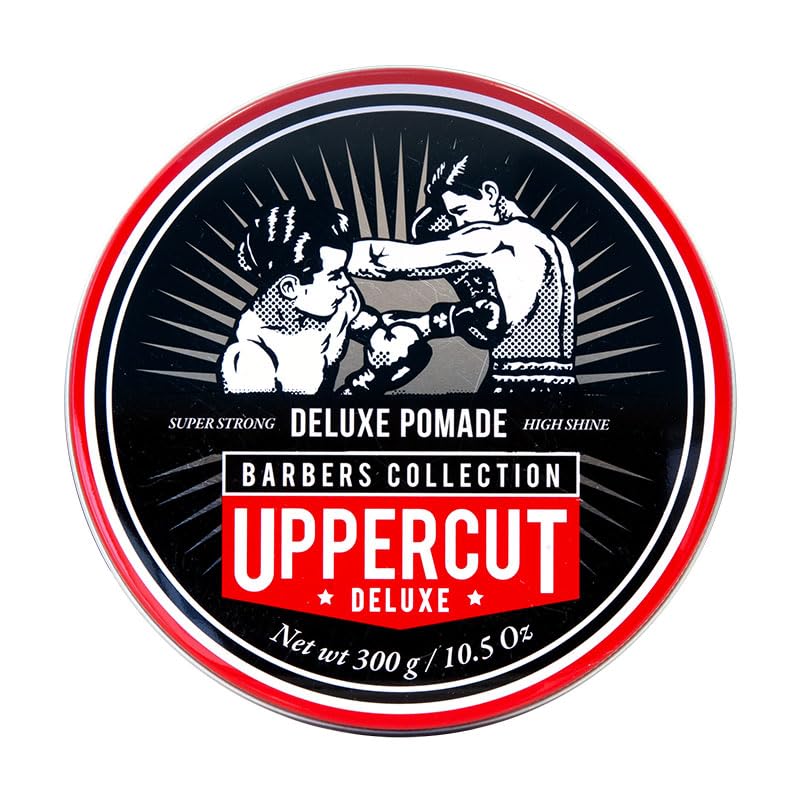 Pomade Uppercut Deluxe en bouteille 300 g pour une tenue ferme durable.