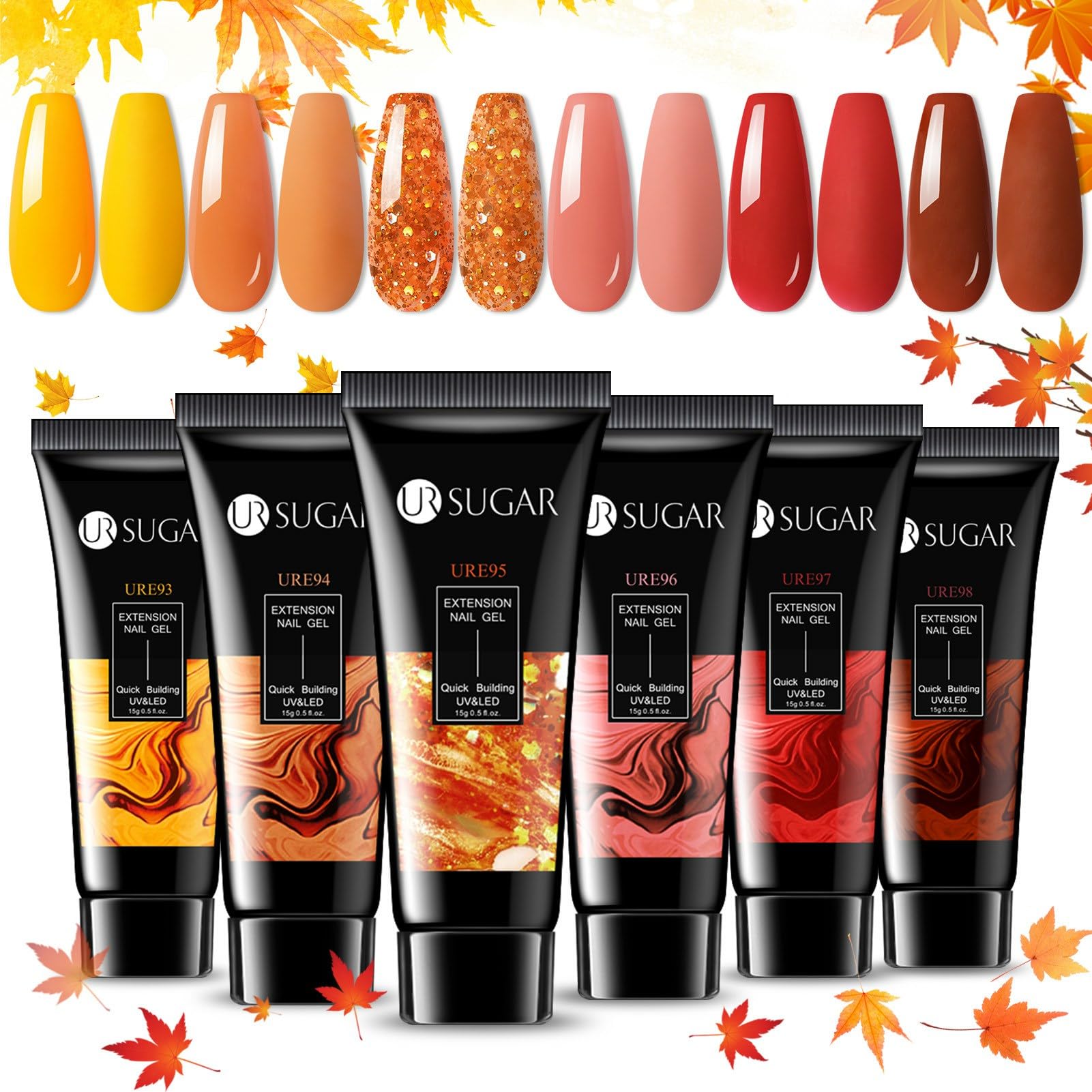 UR SUGAR ensemble gel extensions ongles automne-hiver avec 6 couleurs tendance
