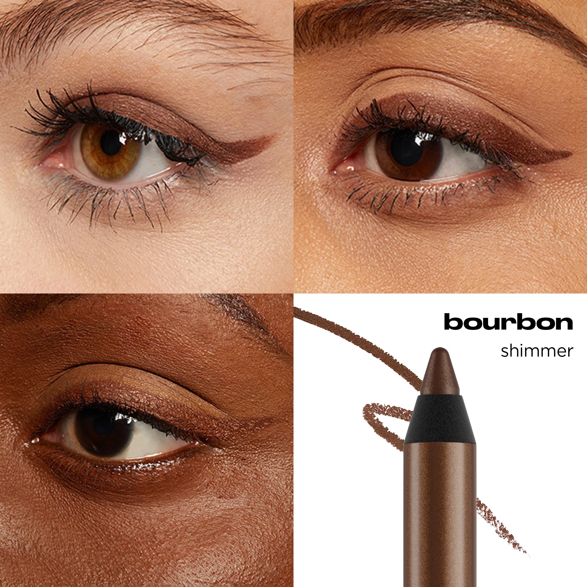 Bourbon avec micro-paillettes dorées, regard lumineux et discret.