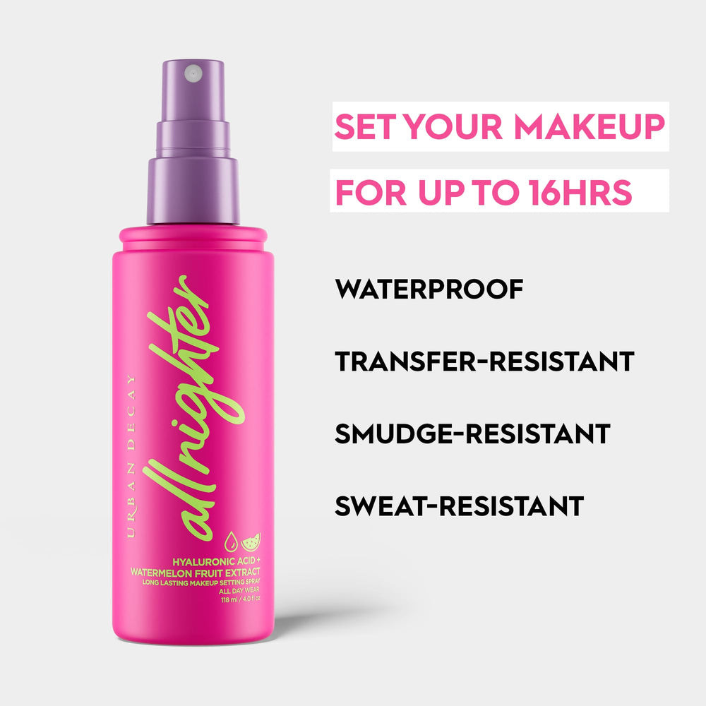 URBAN DECAY All Nighter : brume fixatrice waterproof prolongeant le maquillage.