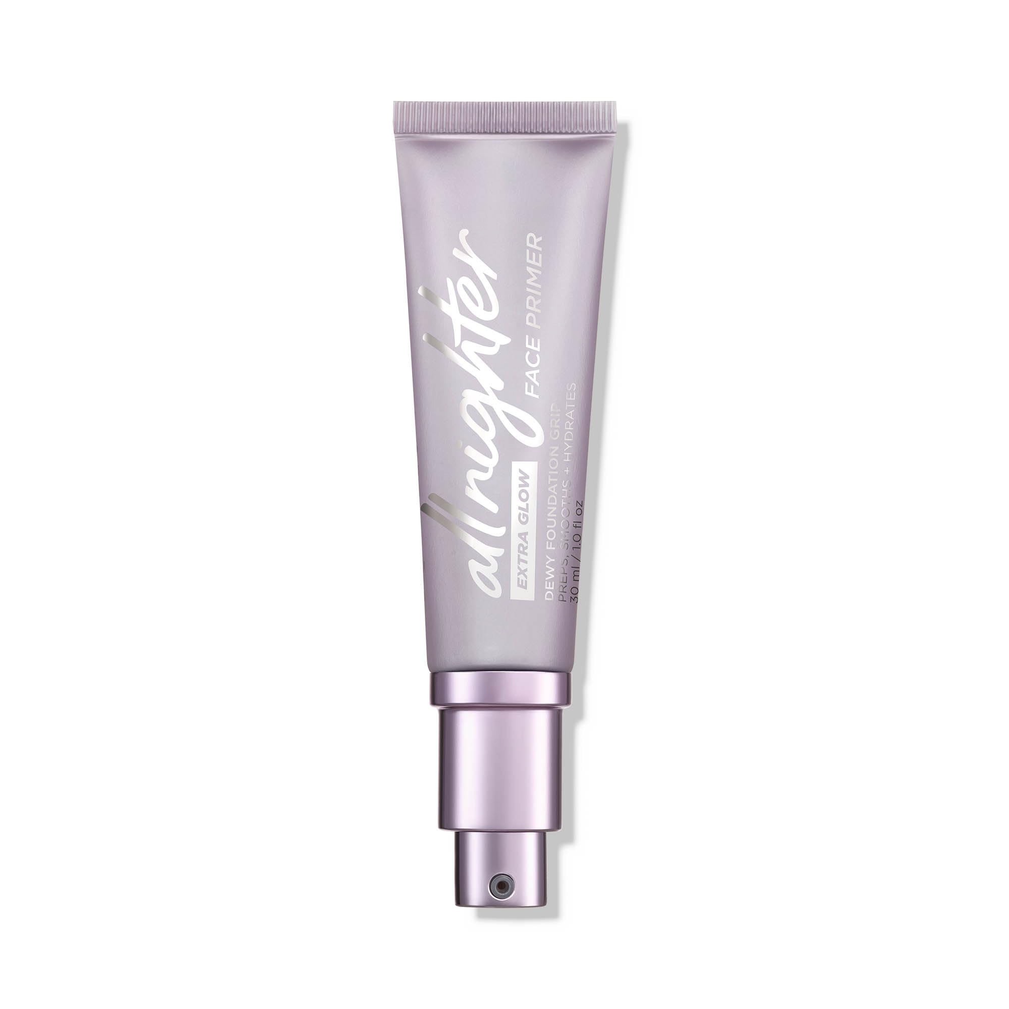 Urban Decay All Nighter Extra Glow Primer dans son flacon, fini lumineux et hydratant.
