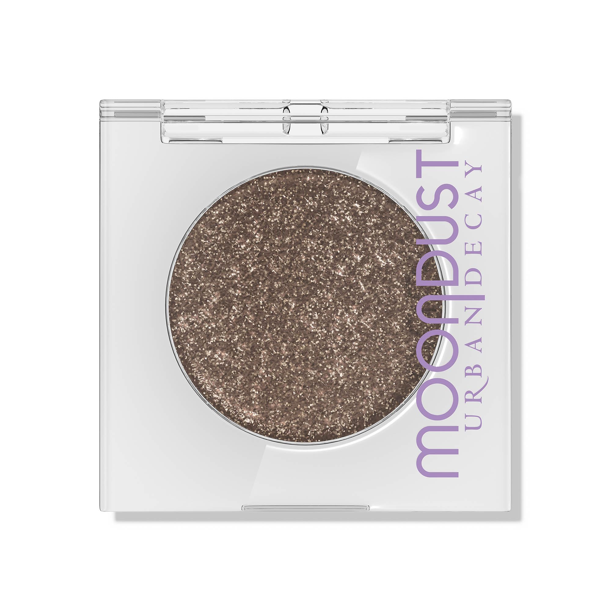 Urban Decay Moondust Diamond Dog, poudre brun avec micro-perles dorées et argentées pour un éclat durable.