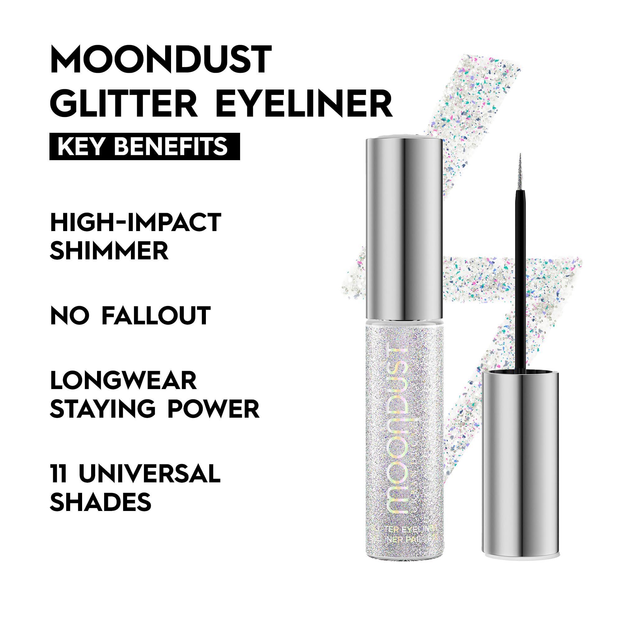 URBAN DECAY Moondust Eyeliner liquide Glamrock, scintillement argenté et précision.