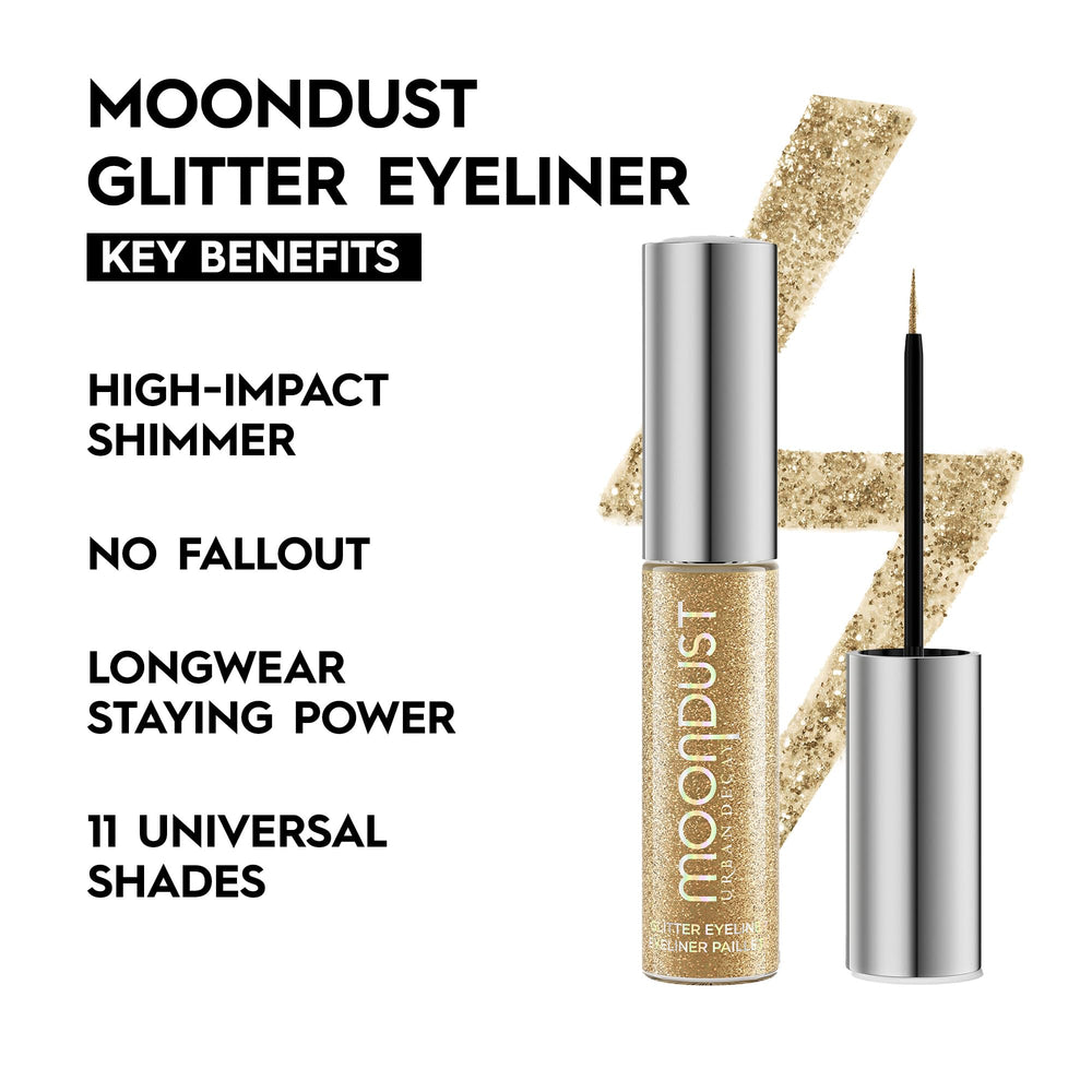 Moondust d'Urban Decay, paillettes argentées, éclat polyvalent sur paupière.