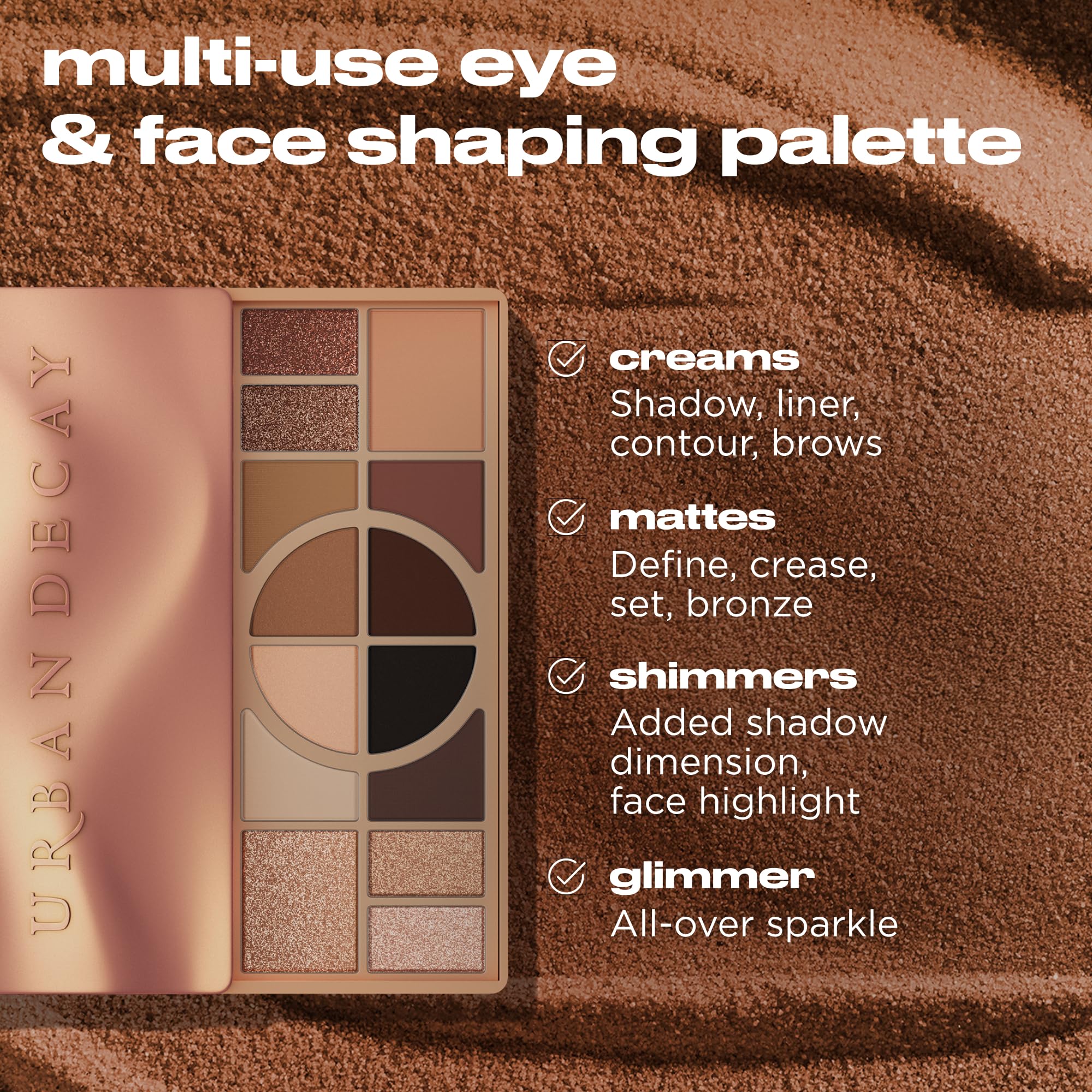 URBAN DECAY Naked Shaped Palette – or rose lumineux pour reflets et éclat subtil.
