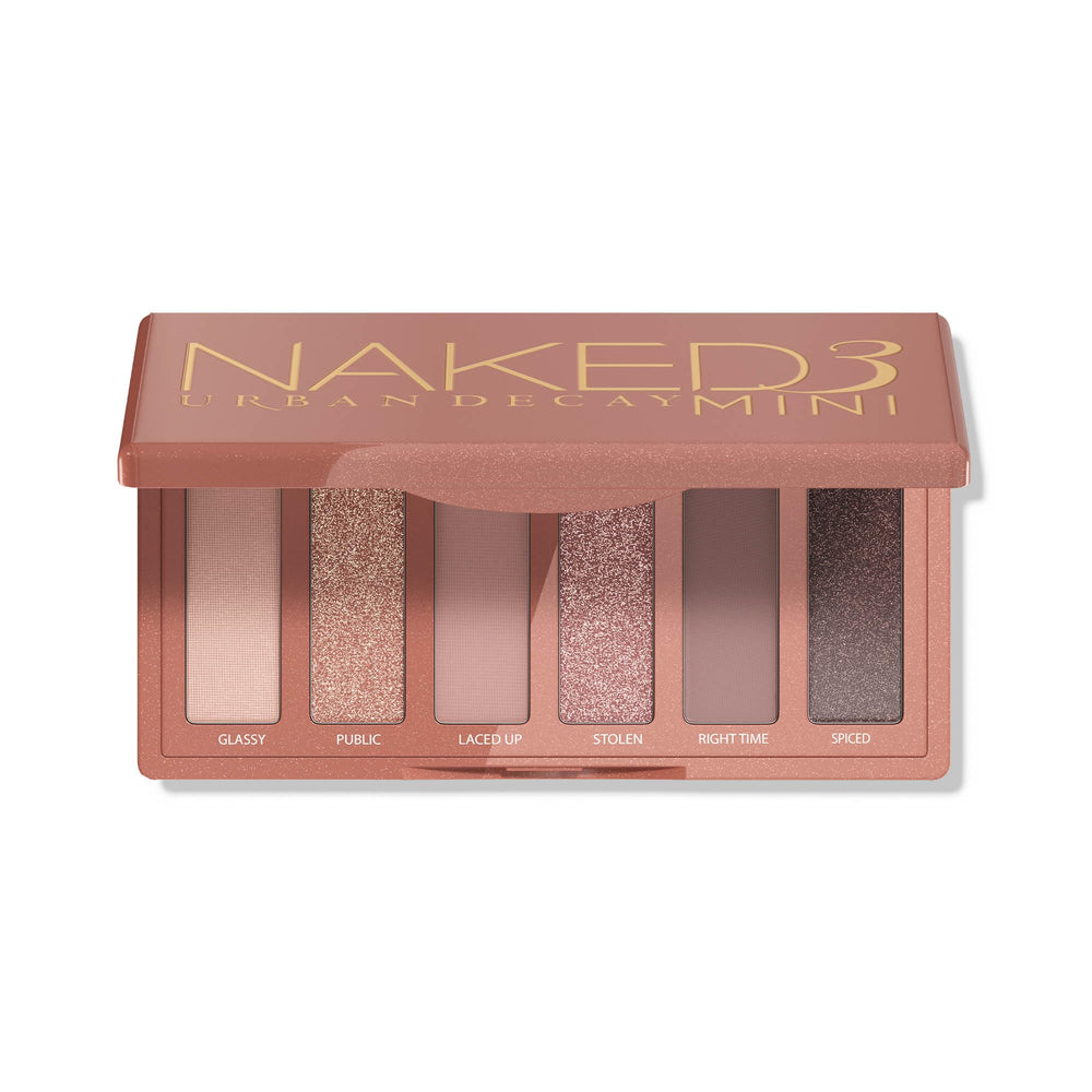 URBAN DECAY Naked3 Mini — ombre roses pâles pour un regard naturel et longue tenue.