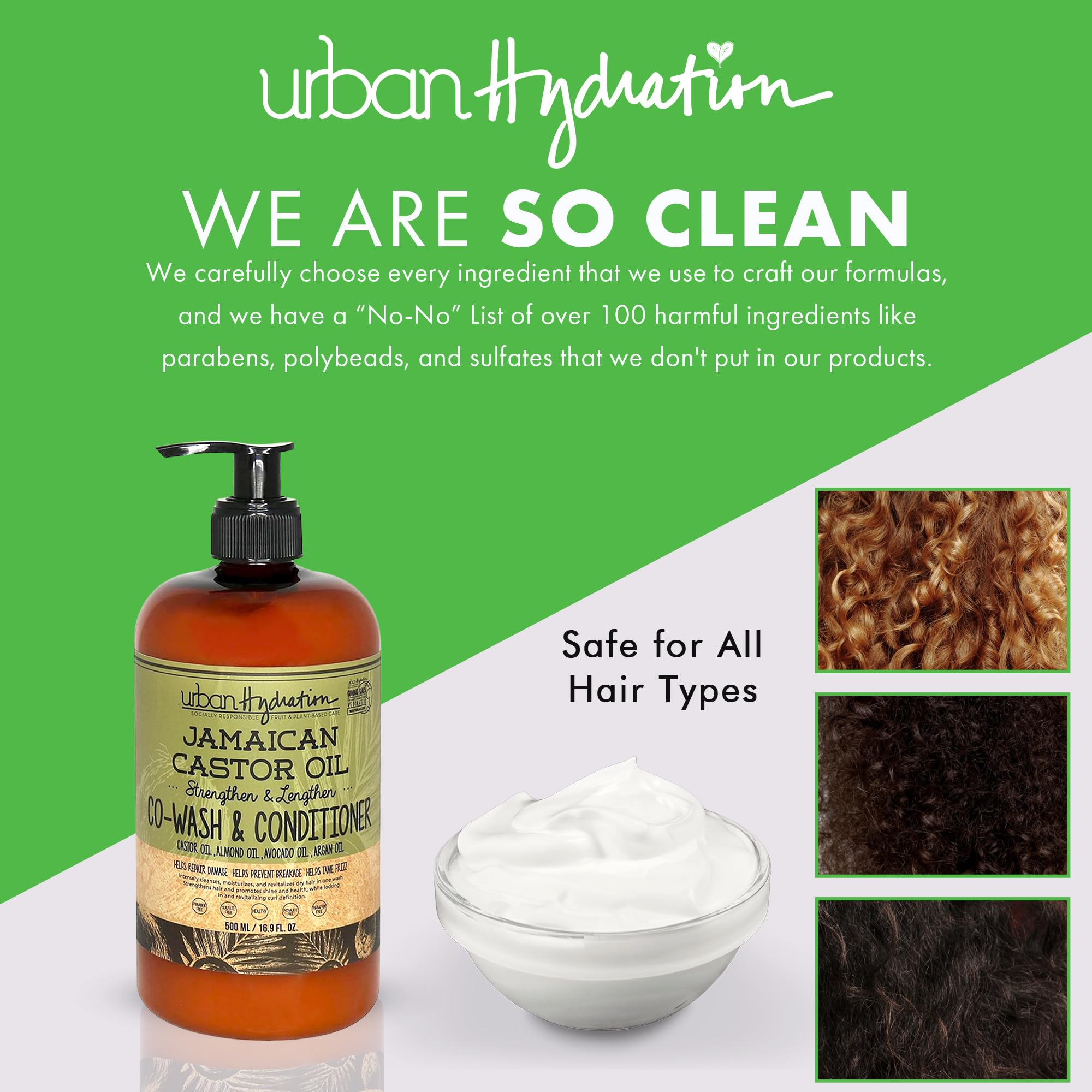 Urban Hydration convient à tous types de cheveux, avec hydratation et brillance naturelles.