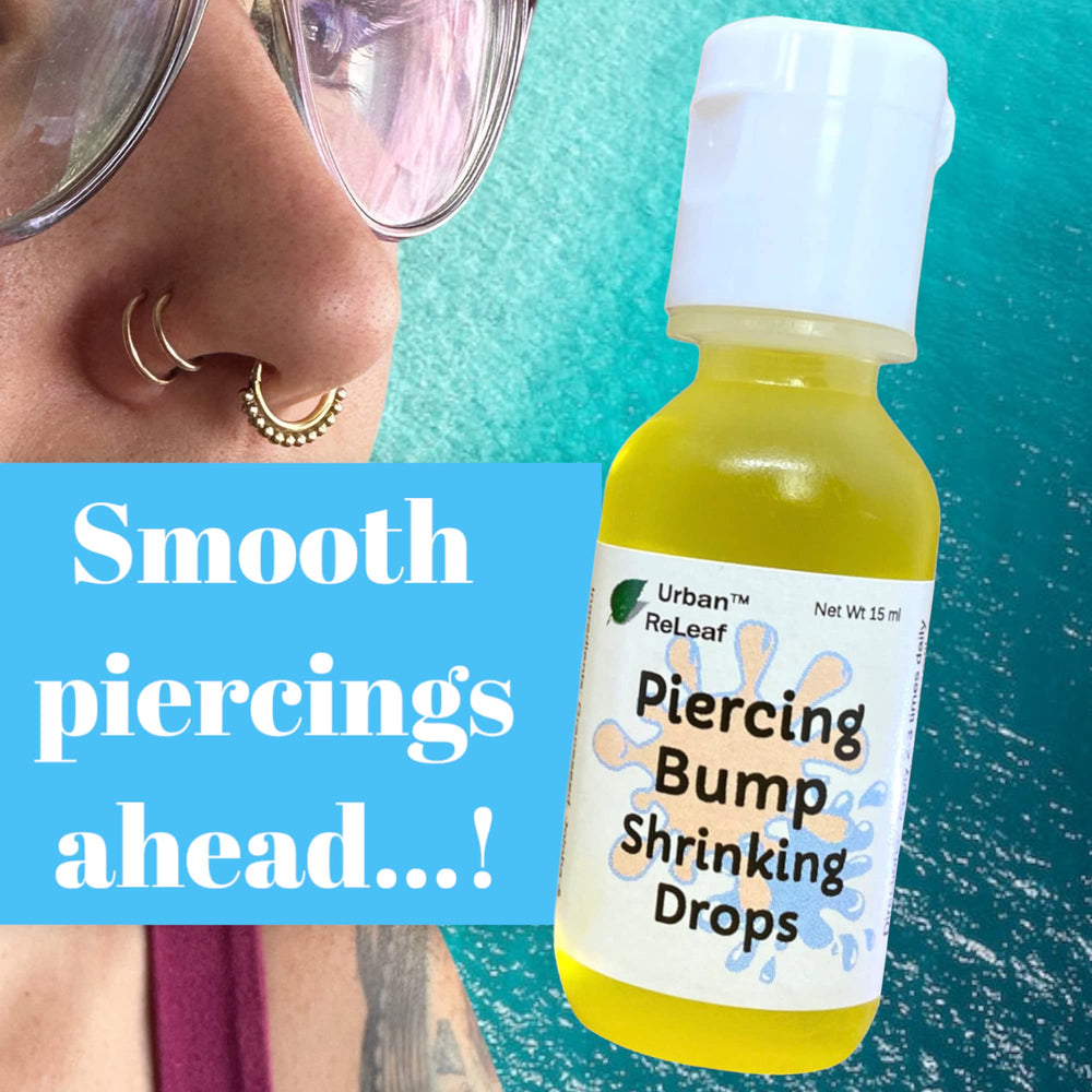 Urban ReLeaf huile pépins de raisin soutient délicatement autour du piercing.