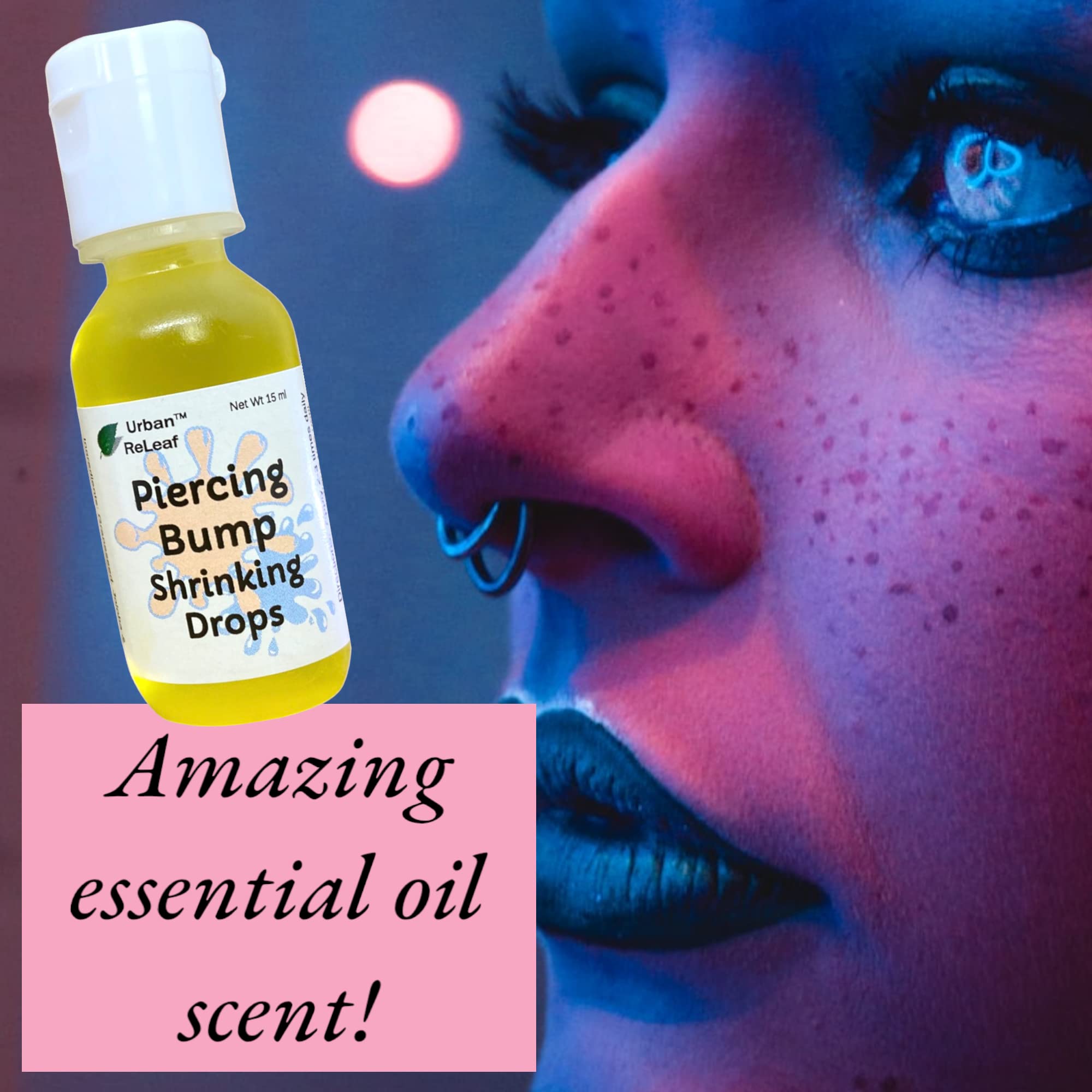 Urban ReLeaf huile tea tree apporte une sensation rafraîchissante autour du piercing.