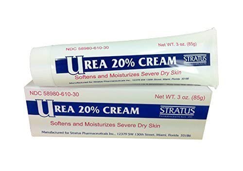 Crème Urea 20% pour main, application douce et absorption rapide.