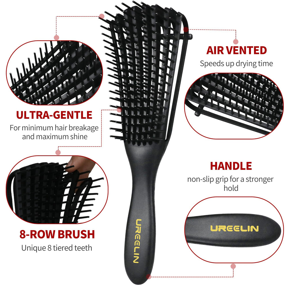 Brosse UREELIN classique à 9 rangs pour coiffage et séchage efficaces.