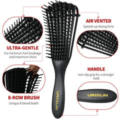 Brosse UREELIN classique à 9 rangs pour coiffage et séchage efficaces.