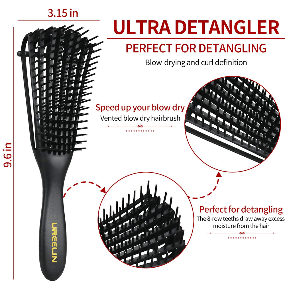 UREELIN brosse démêlante avec support réglable pour ajuster l'espacement des dents.