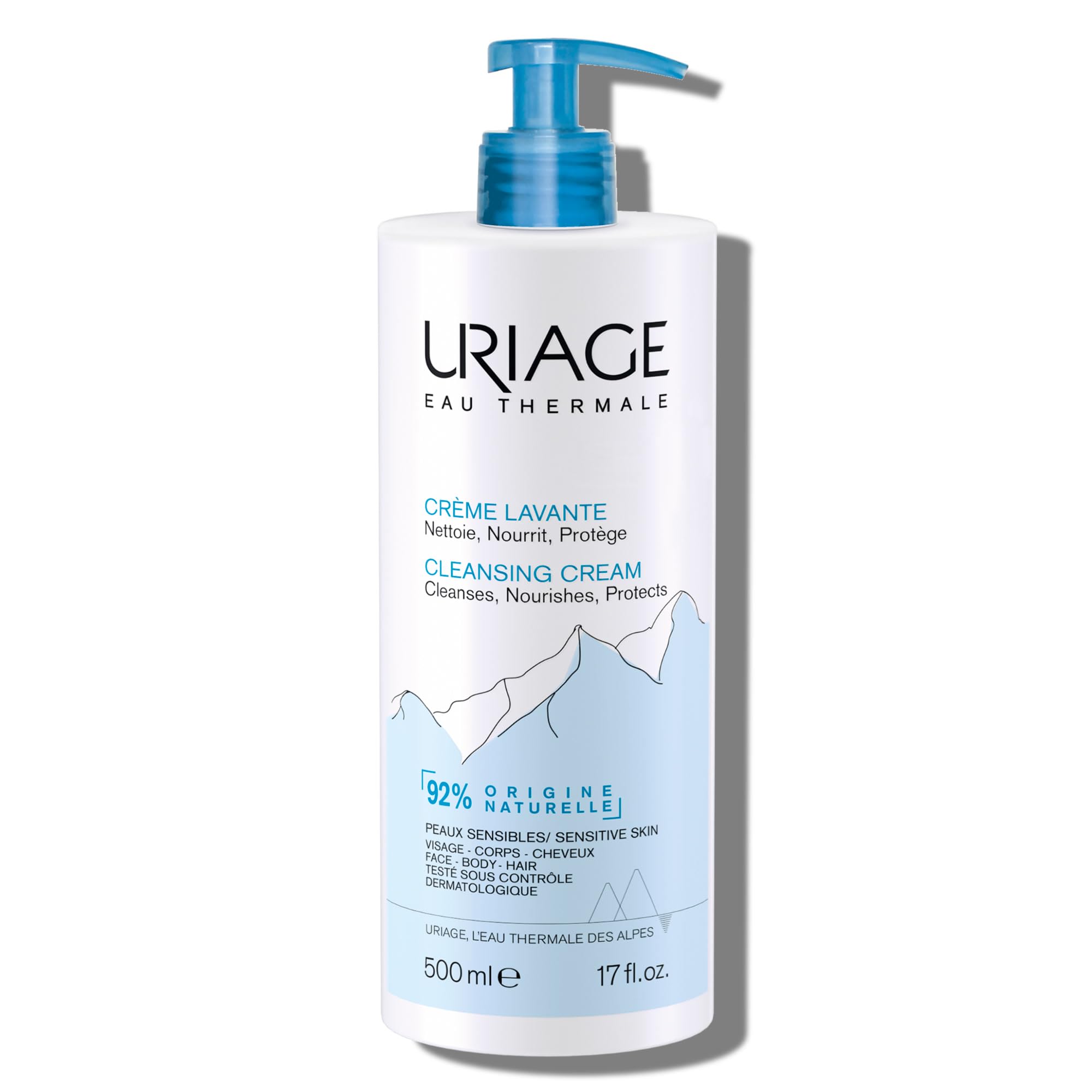 Uriage crème nettoyante hydratante en pompe, nettoyage doux pour tout le corps et le visage