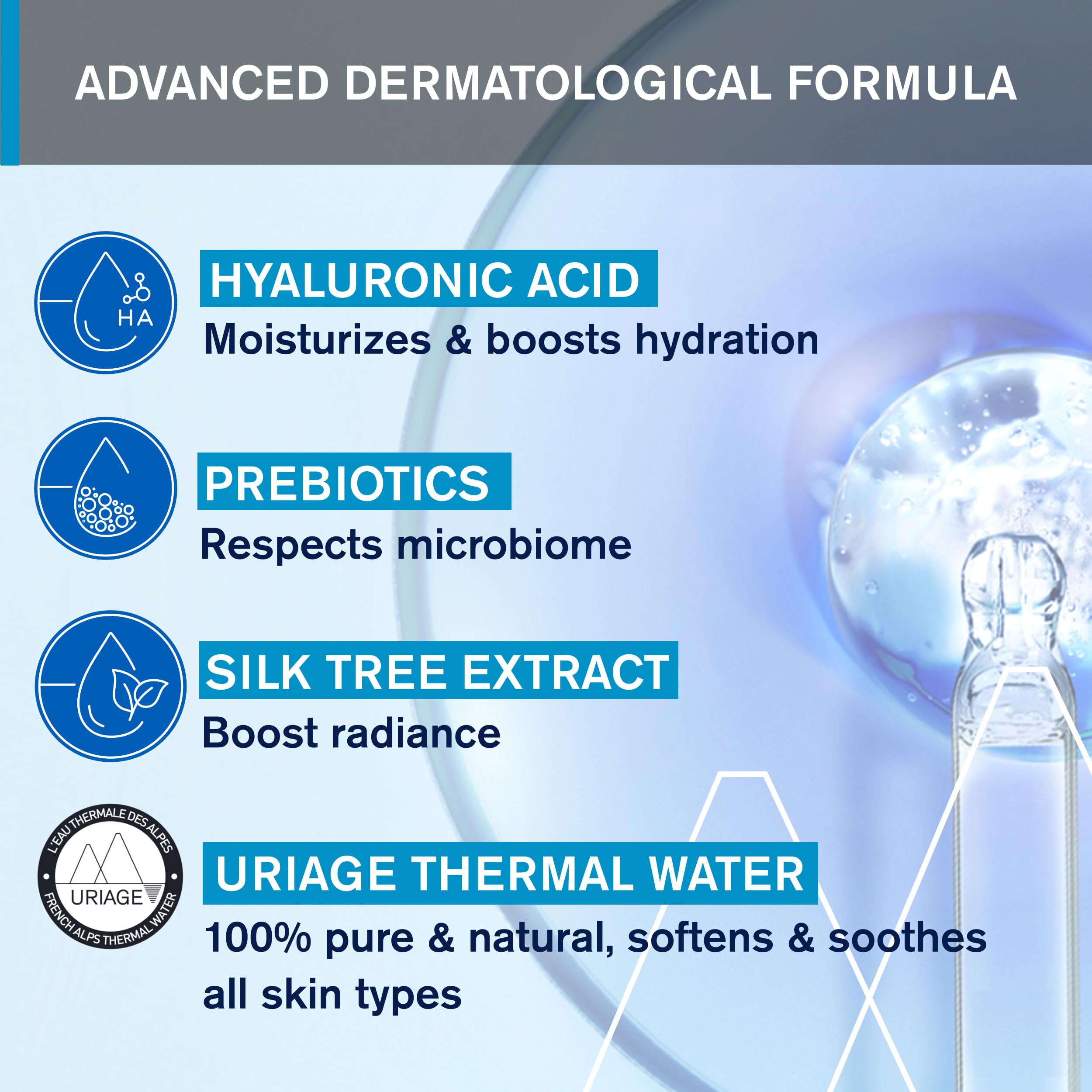 Extrait d'acide hyaluronique présent dans l'essence Uriage pour hydratation
