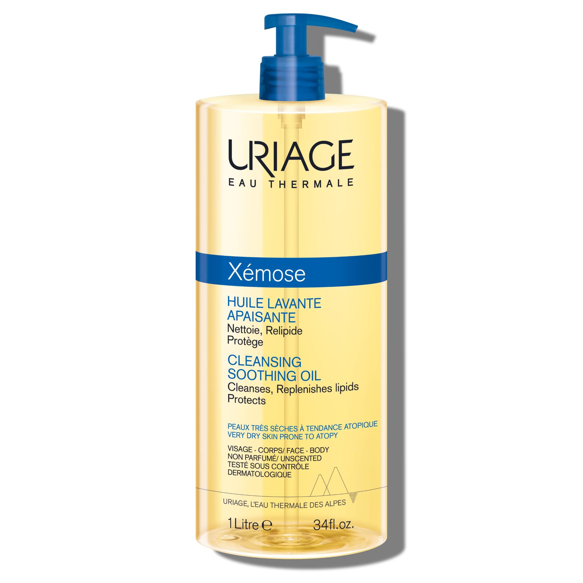 Flacon pompe Uriage Xémose, gel douche doux pour peau très sèche.
