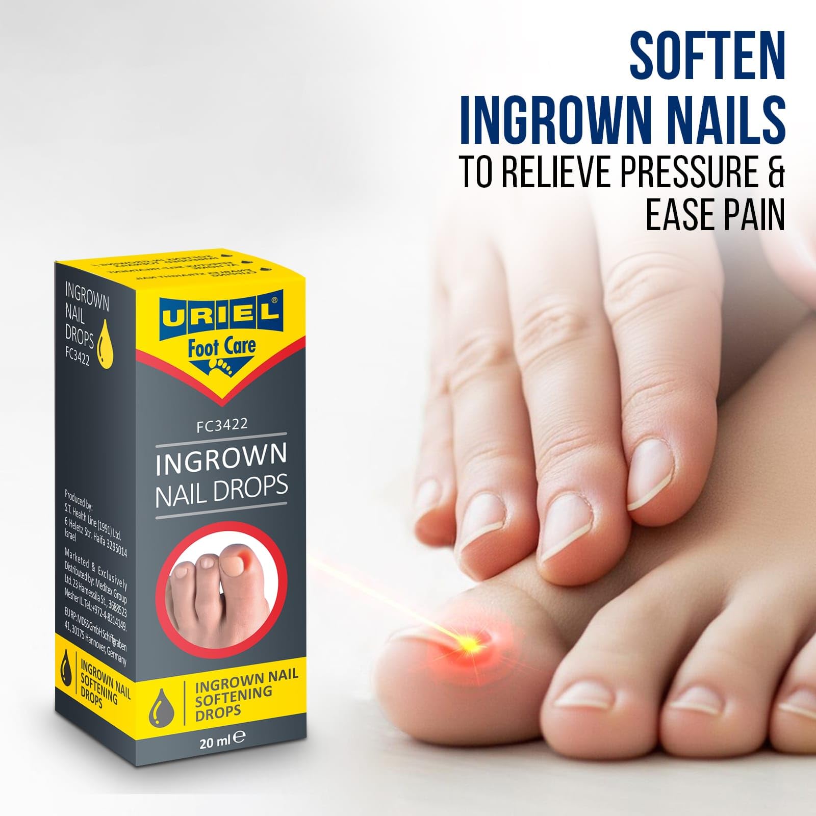 URIEL UPGRADED – Kit soin des ongles incarnés avec outils pour traitement à domicile.