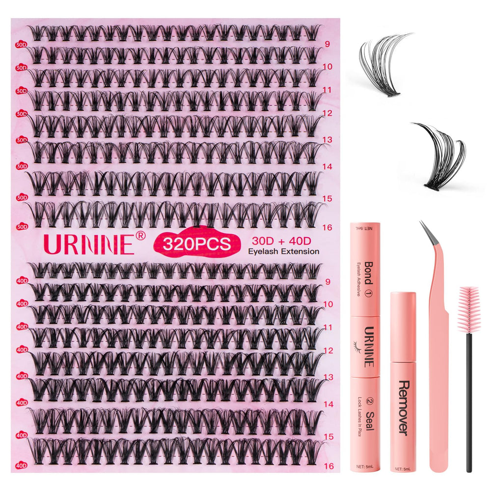 Kit URNNE extension cils 9-16mm, pose à domicile facile et précise.