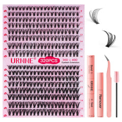 Kit URNNE extension cils 9-16mm, pose à domicile facile et précise.