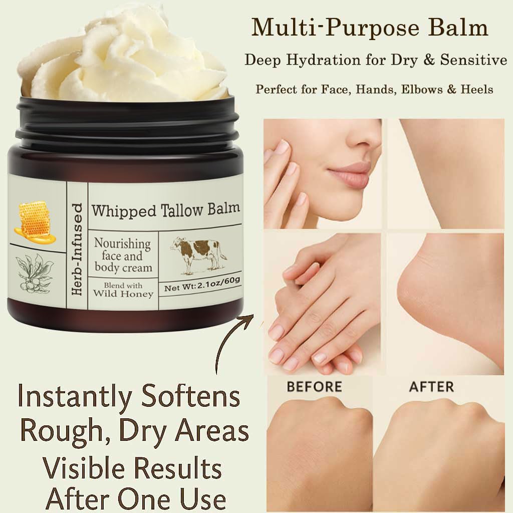 URQT Baume tallow miel pieds : hydratation rapide pour les pieds secs.