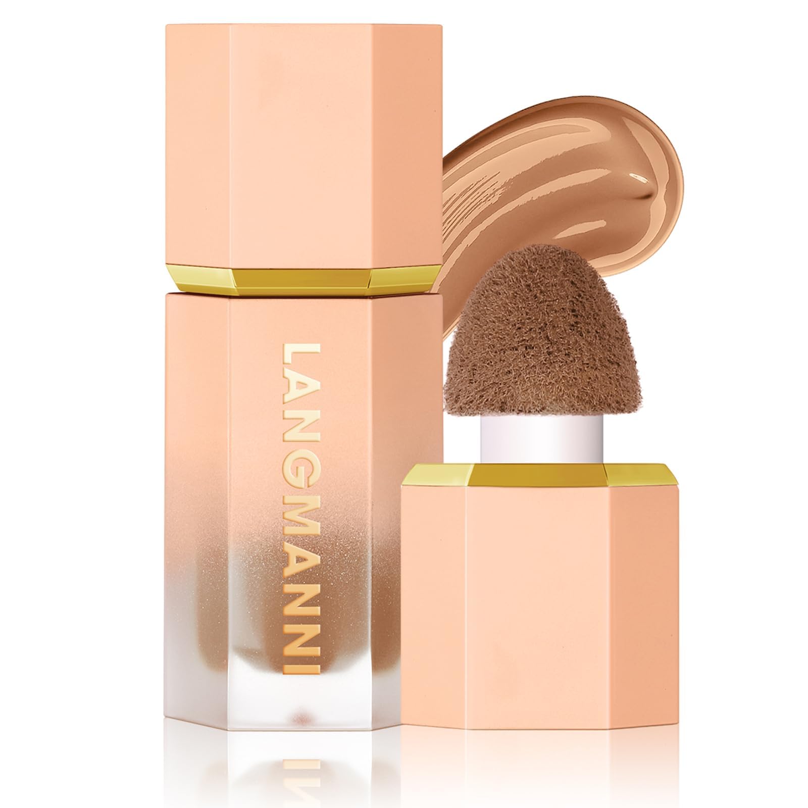 URQT blush liquide teinte rose avec applicateur pour un flush naturel.