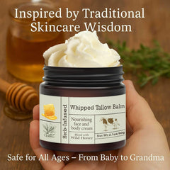 URQT Crème tallow miel visage : texture fouettée qui pénètre facilement.