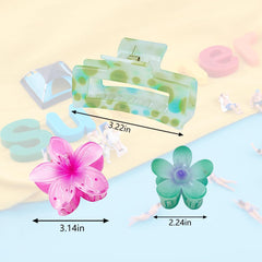 Clip cheveux Urrykid fleurs hawaïennes bleu, couleur estivale idéale pour plage.
