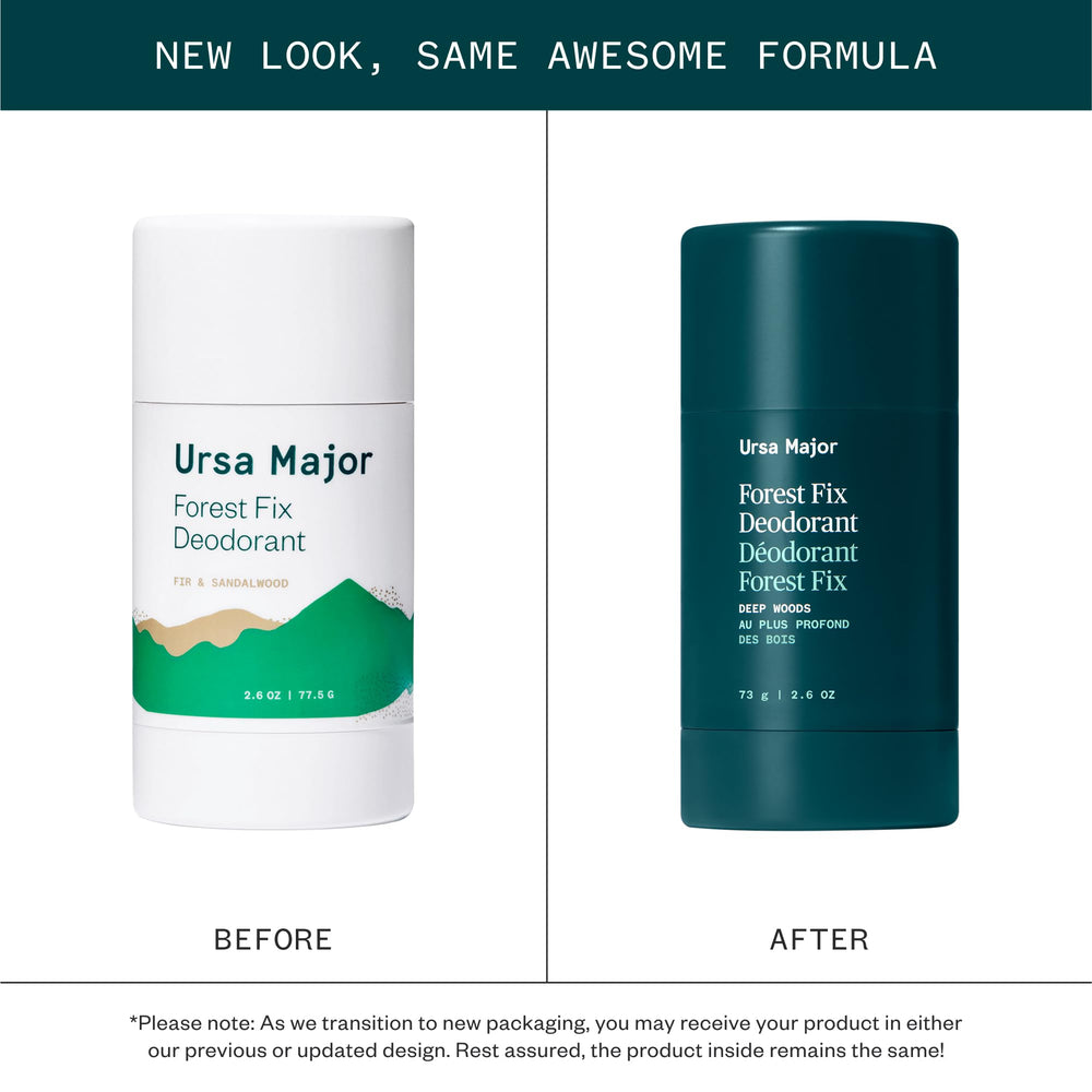 Ursa Major Forest Fix with woodsy-citrus aroma improves daily freshness without aluminum.