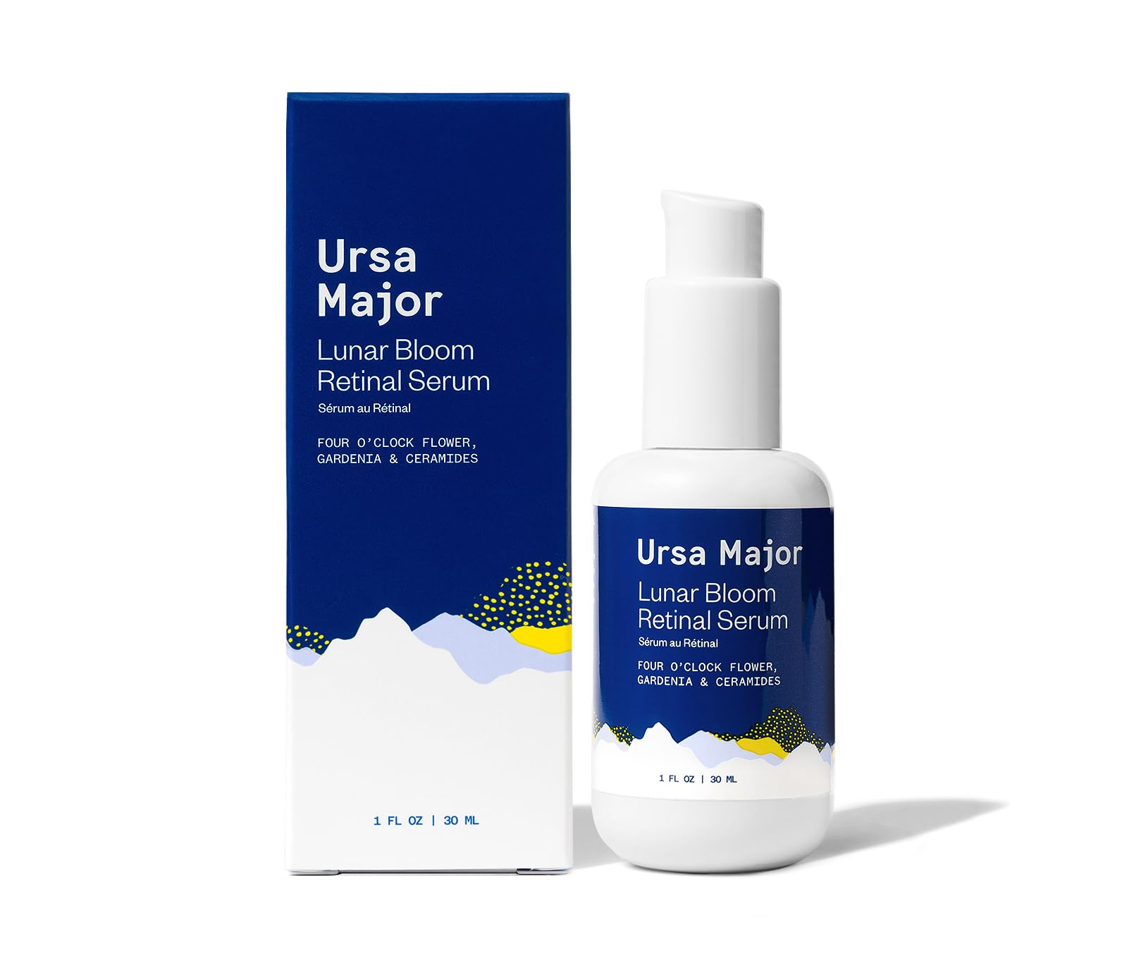 Ursa Major Lunar Bloom Serum - bouteille élégante pour hydrater et lisser la peau.