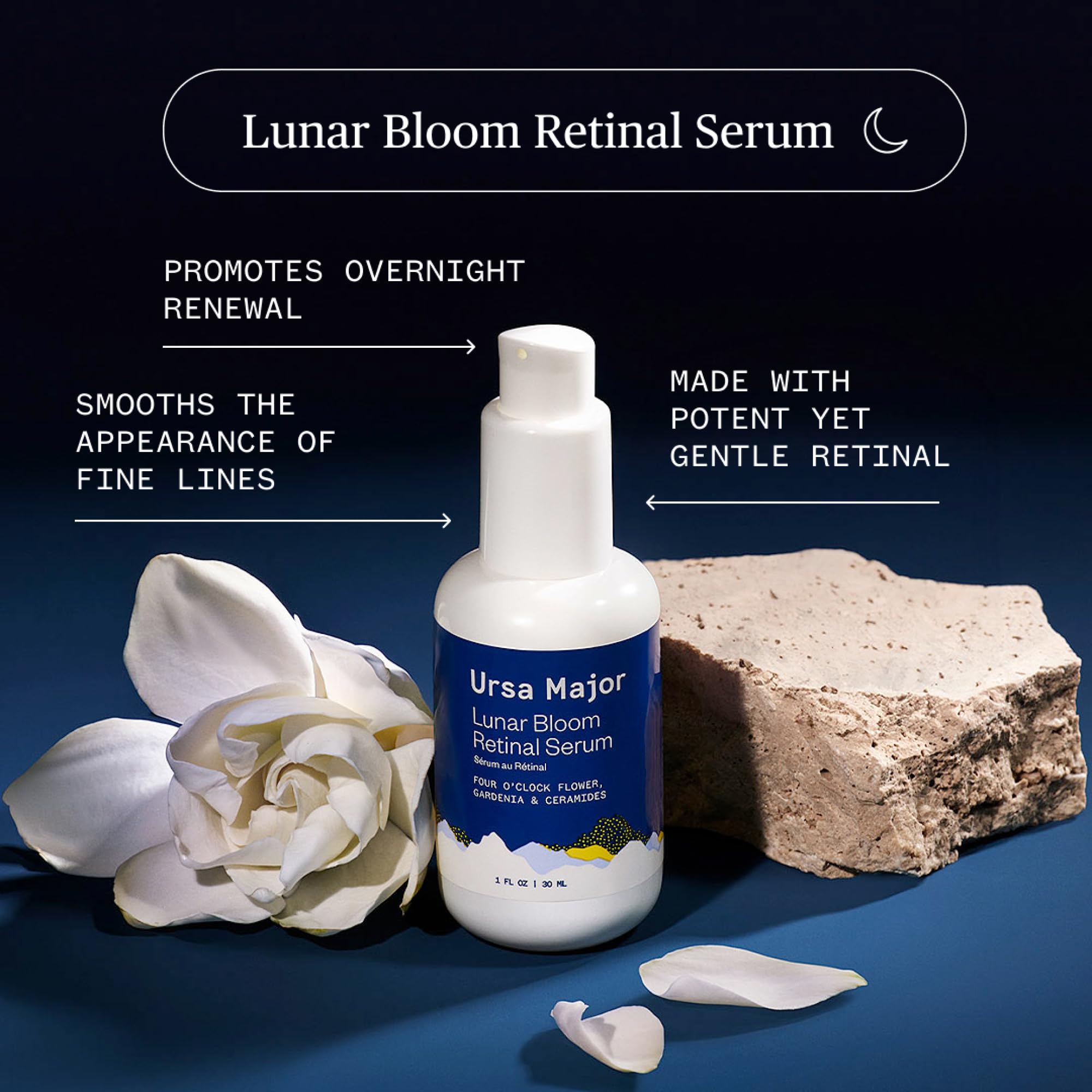 Ursa Major Lunar Bloom Serum - pipette précise pour une application ciblée et nette.