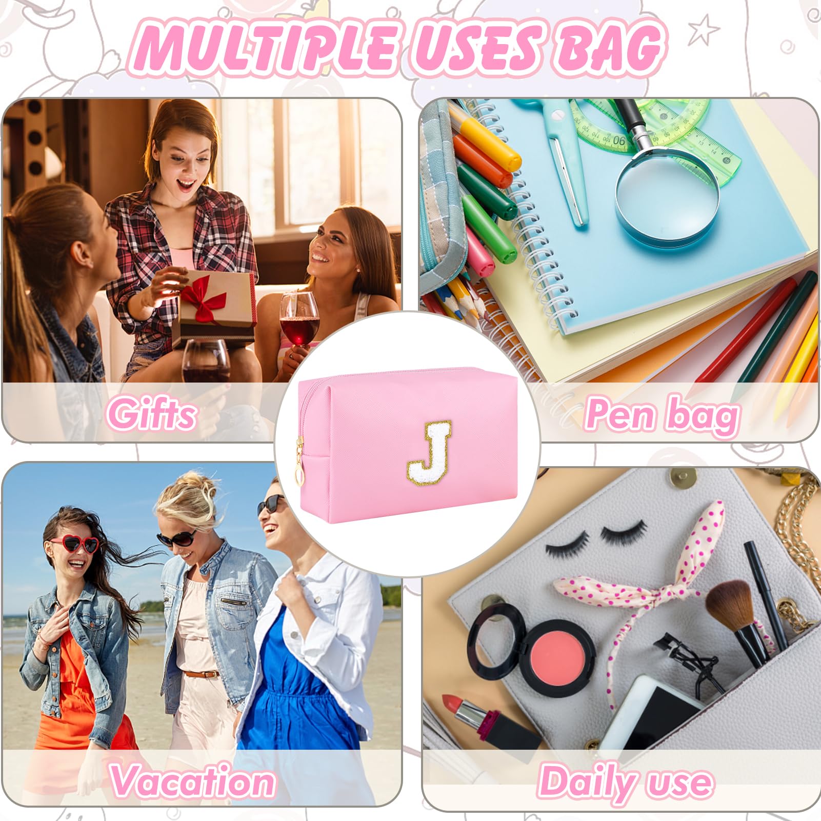 URSKYTOUS pochette-monogramme-chenille design chic et pratique pour transporter produits beauté.