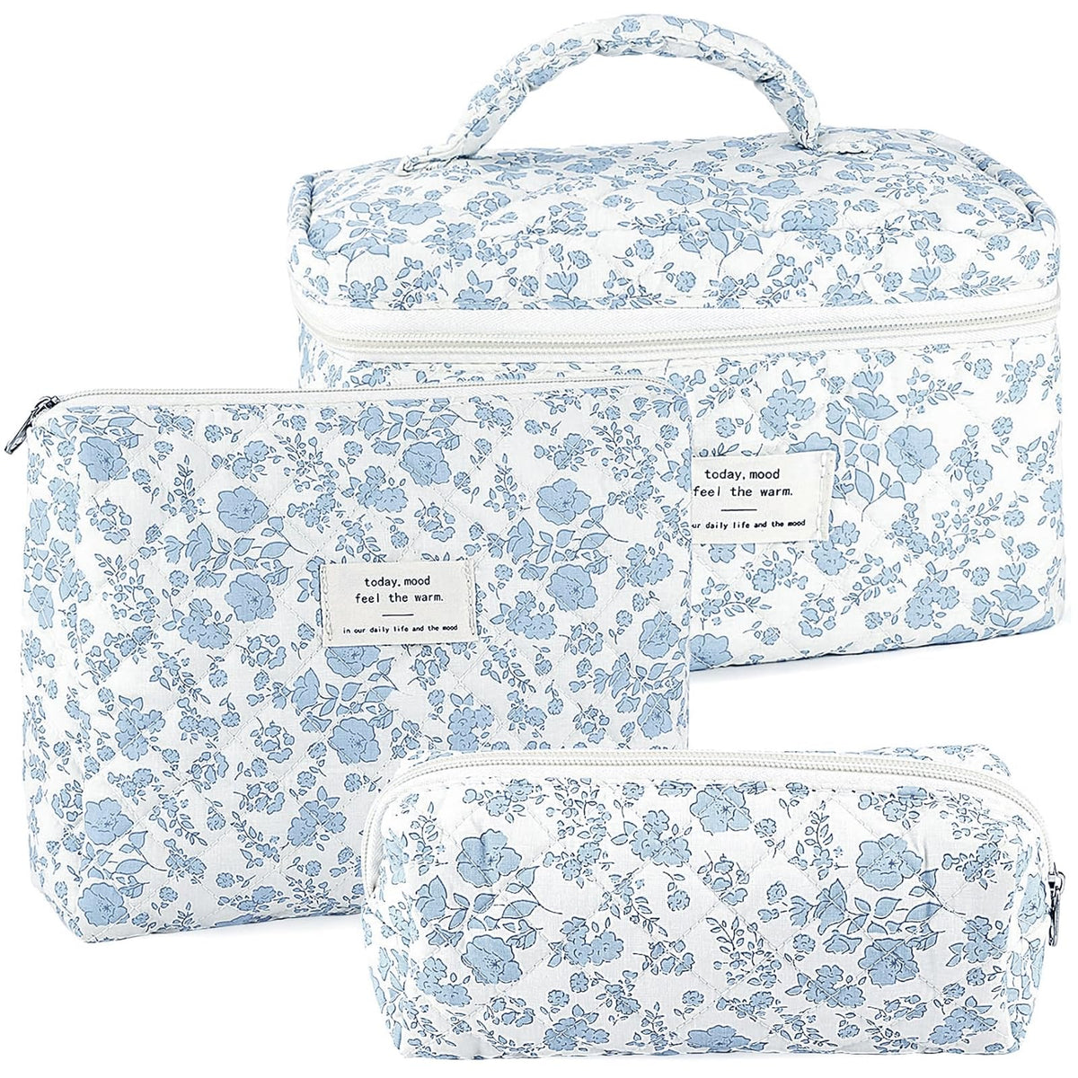 URSKYTOUS trio de trousses quiltées avec noeud, rangement élégant pour les cosmétiques