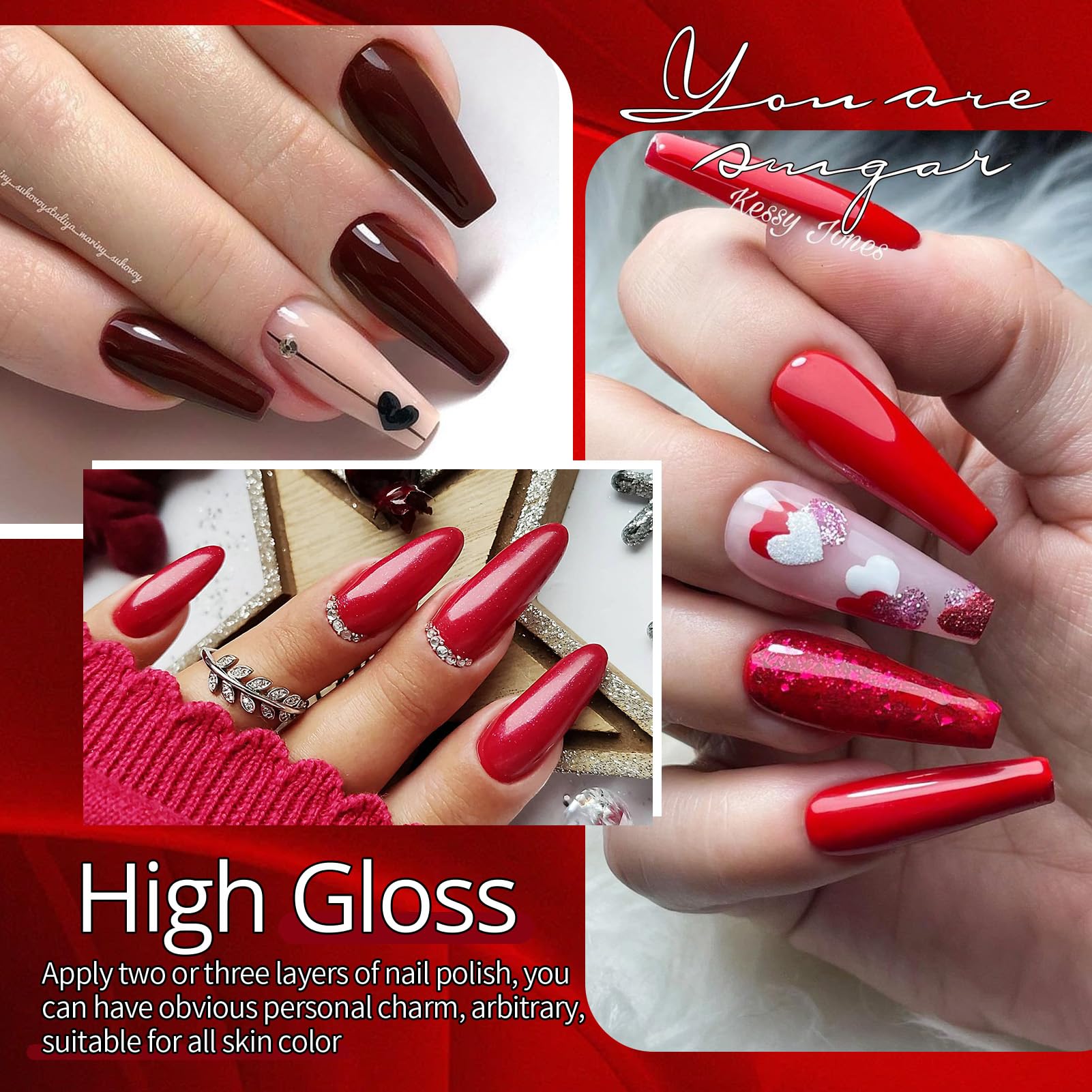 UR SUGAR Coffret cadeau vernis gel rouge : présentation élégante prête à offrir.