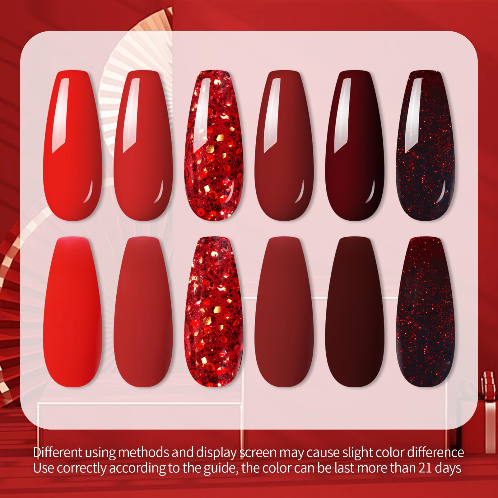 UR SUGAR Teinte rouge brillant vernis gel : fini chatoyant et pigment riche.