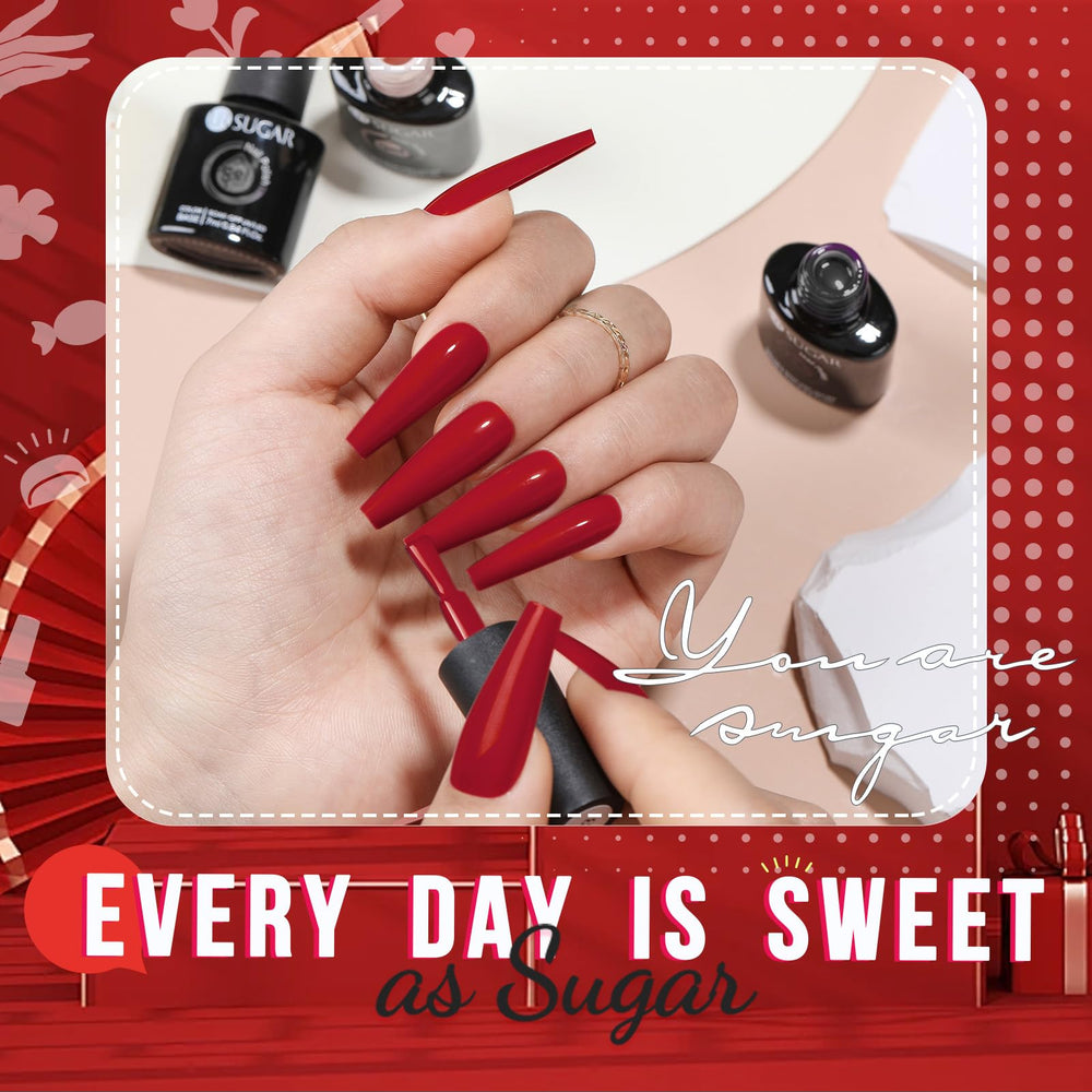 UR SUGAR Coffret cadeau vernis gel rouge : idée cadeau idéale pour des soins à domicile.
