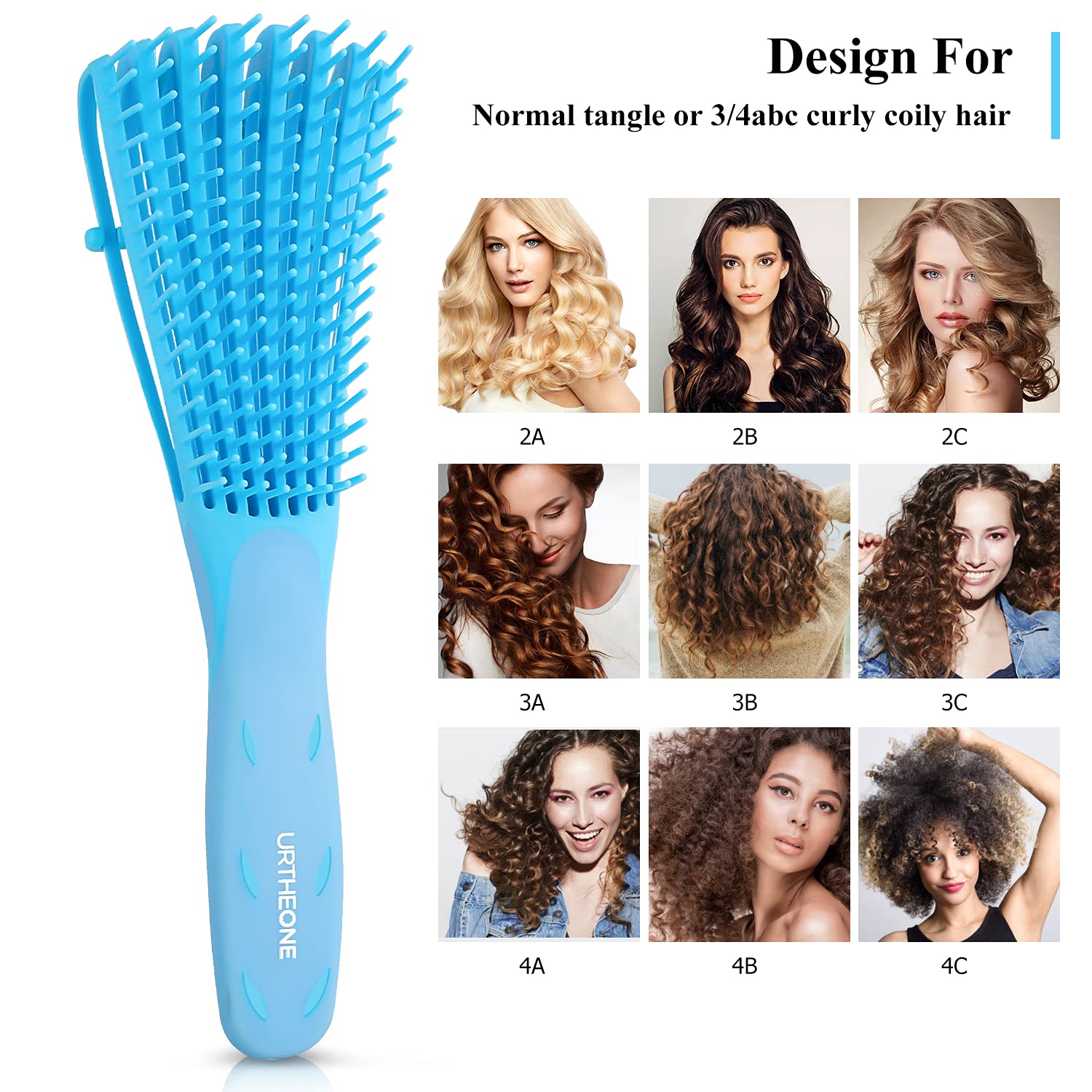 Brosse URTHEONE démêlante avec barre de contrôle amovible et dents ajustables.