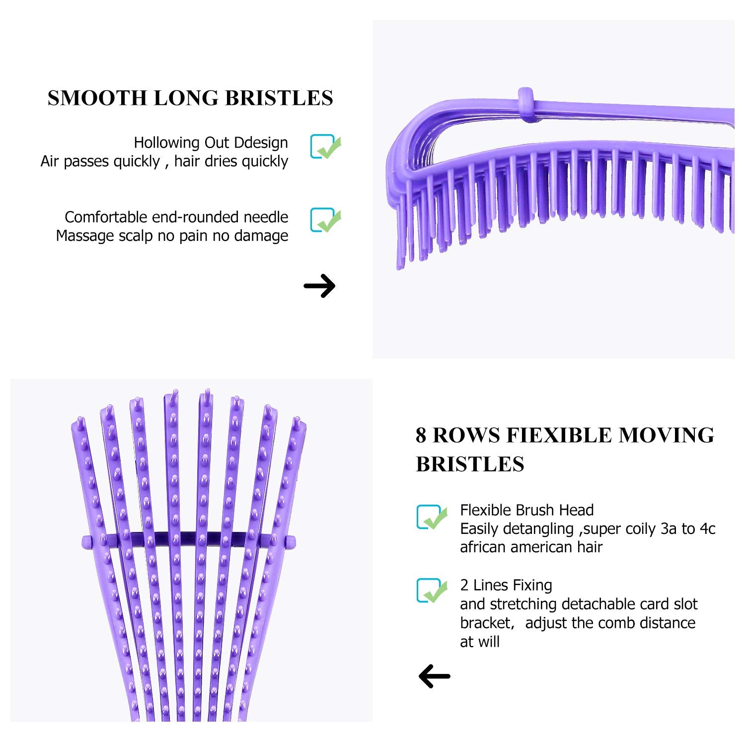 URTHEONE brosse démêlante, dents réglables pour cheveux bouclés.