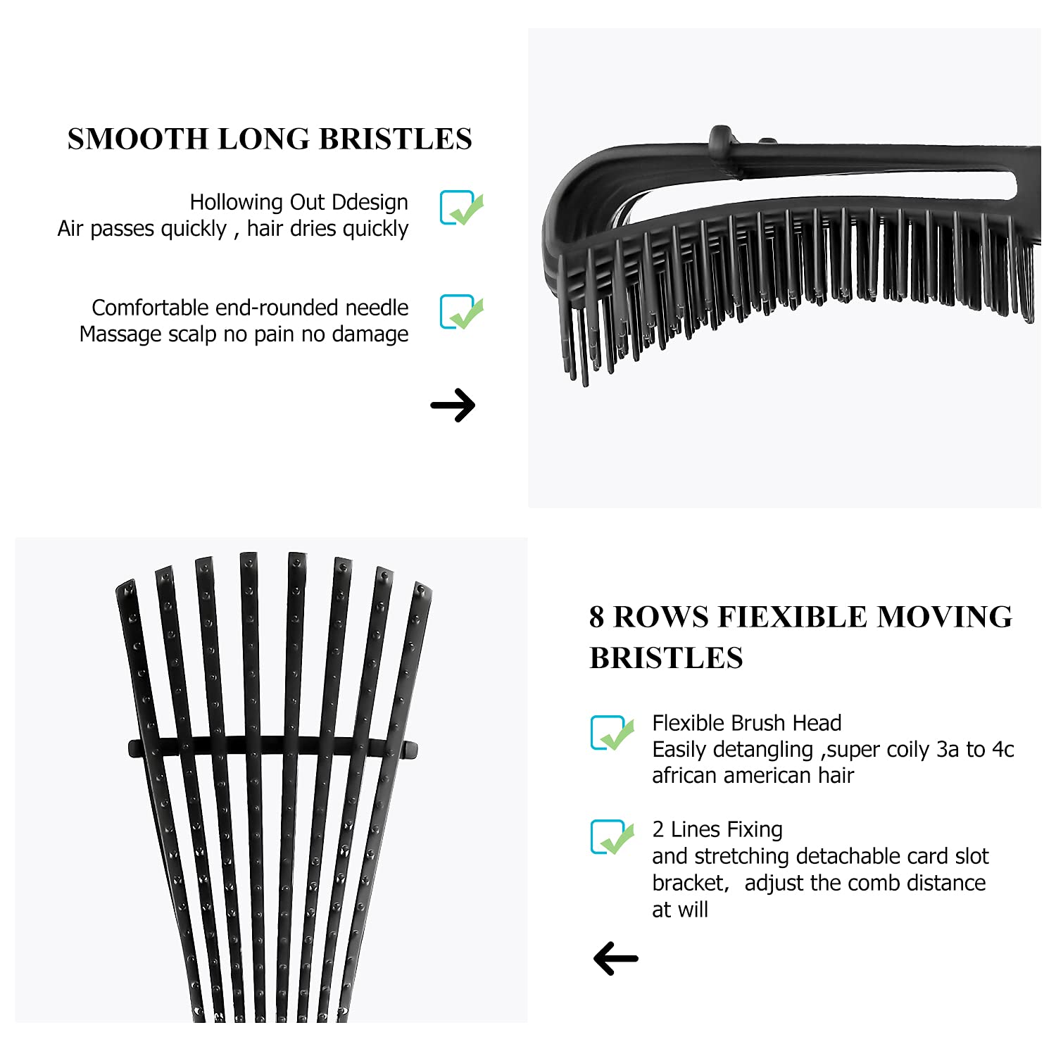 URTHEONE brosse demelante noire en action sur cheveux mouilles.
