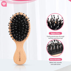 URTHEONE brosse mini à poils de sanglier, démêlage doux pour enfants et cheveux sensibles.