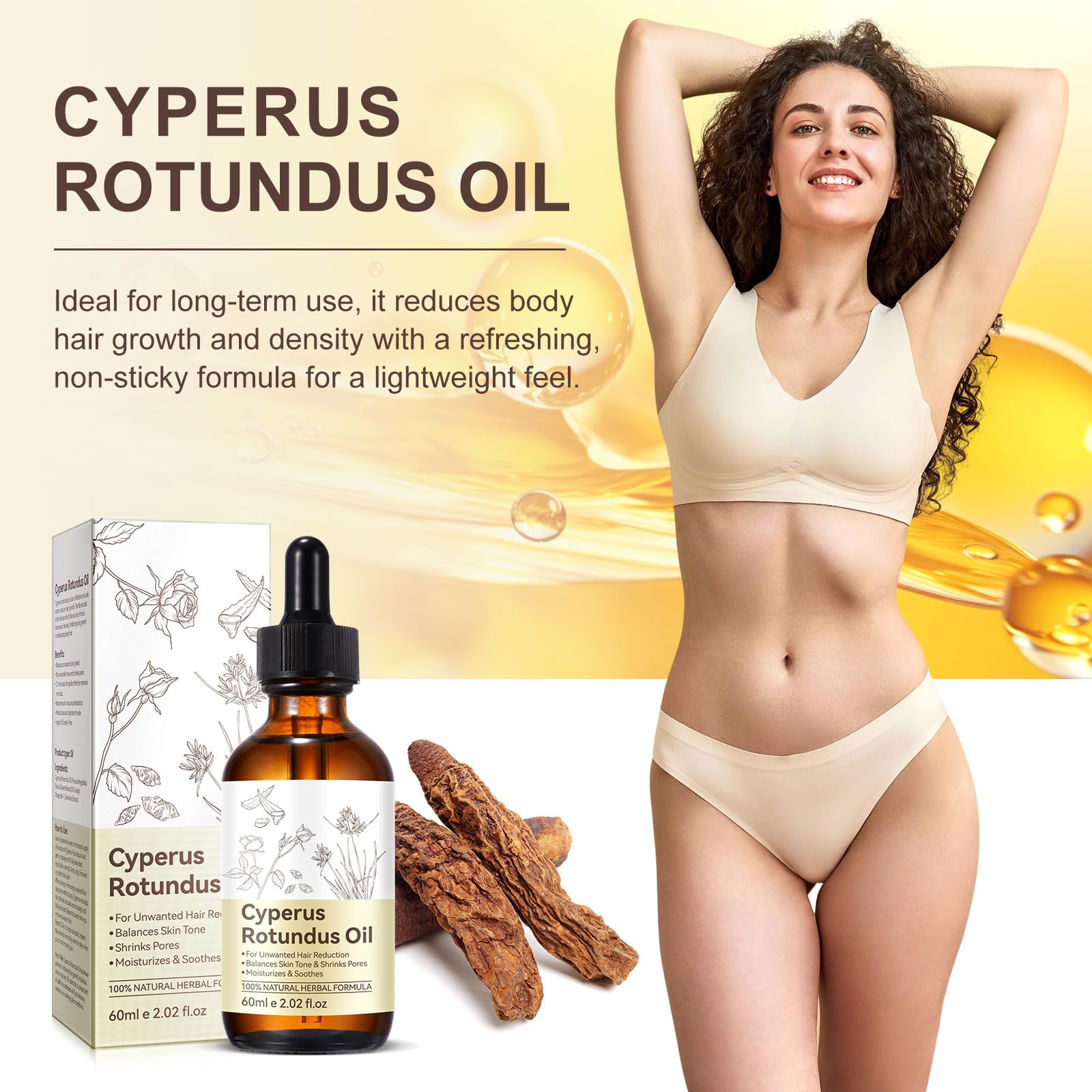 Uruses Cyperus Rotundus Oil absorbs quickly for non-greasy skin feel.