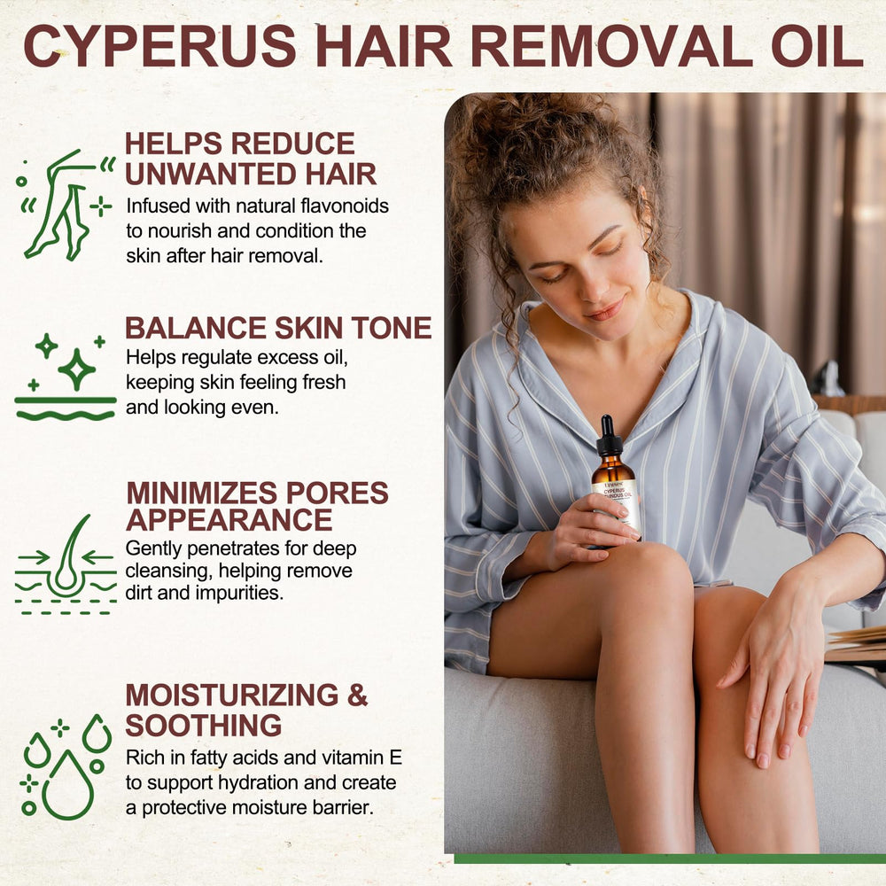 Uruses huile Cyperus Rotundus, application sur le poignet pour une routine bien-être.