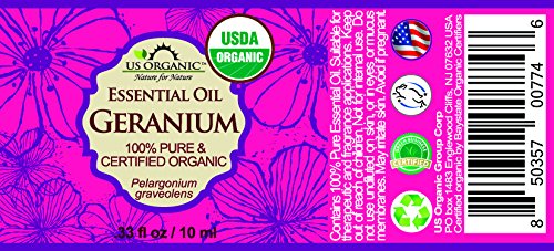 US Organic Géranium huile essentielle, certification biologique USDA, emballage sûr et traçable.
