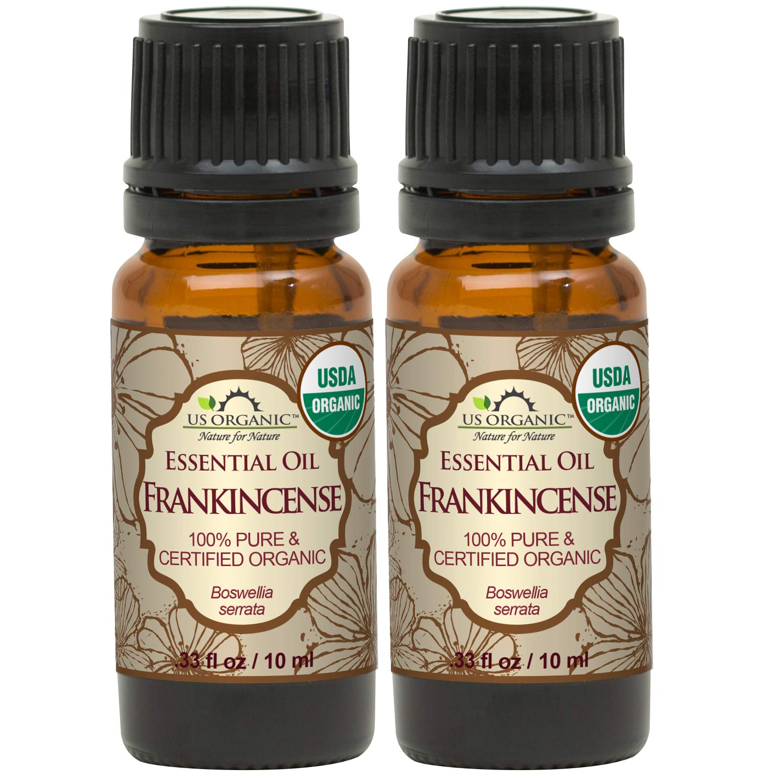 Huile essentielle US Organic d’encens Boswellia serrata en flacon de 10 ml, parfum boisé.