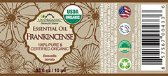 Étiquette biologique USDA sur l’huile d’encens US Organic Boswellia serrata.