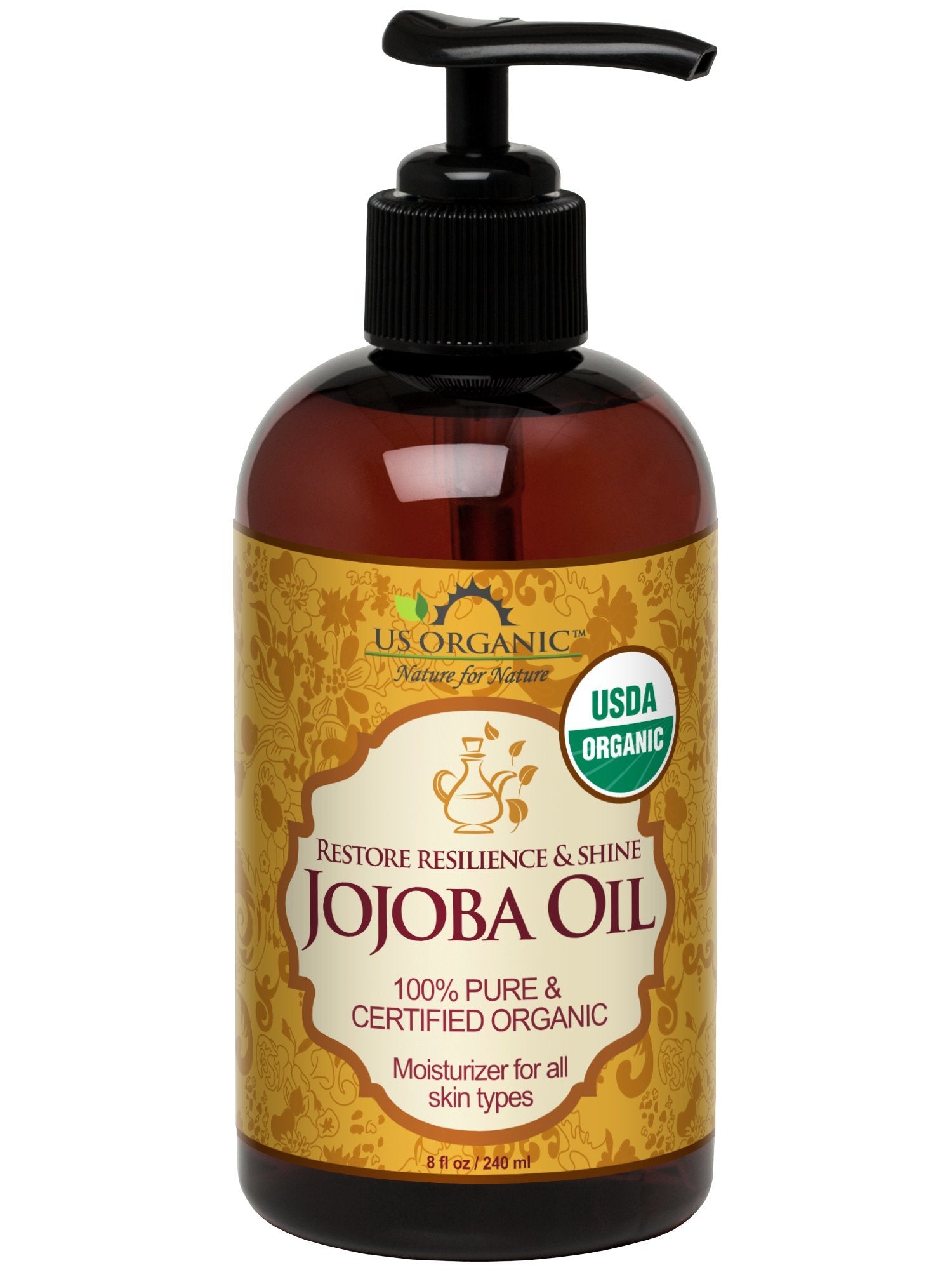 US Organic Huile de Jojoba bouteille en verre hydratation douce pour la peau
