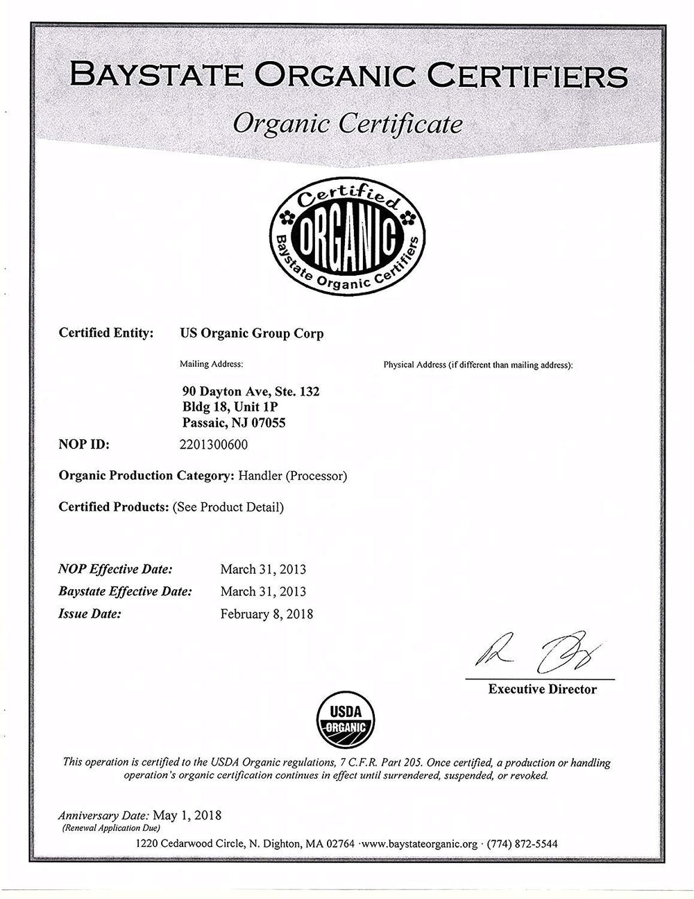 US Organic Huile MCT coco fractionnee — produit certifie USDA et sans OGM.