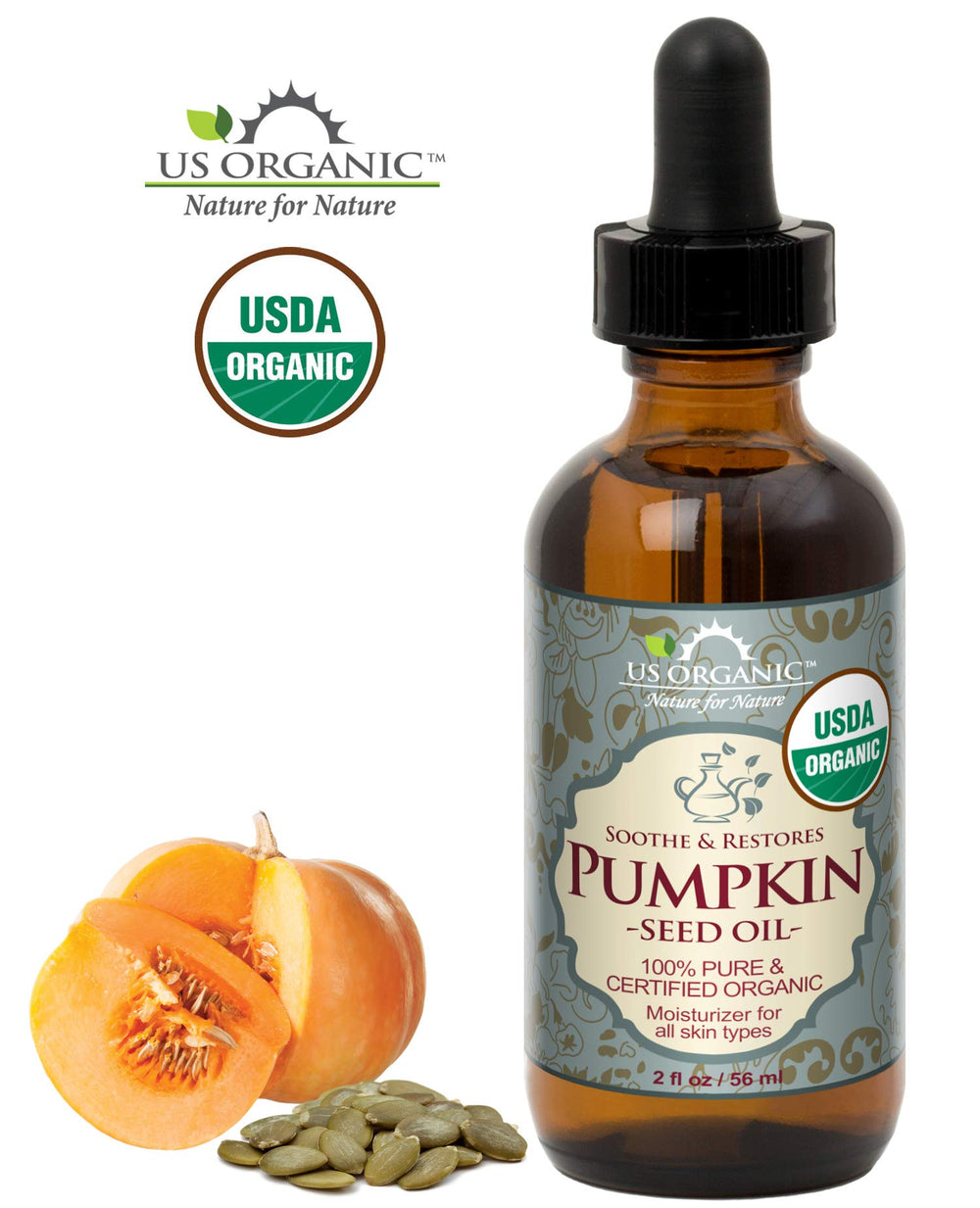 US Organic Etiquette bio sur flacon d'huile de courge certifiée biologique